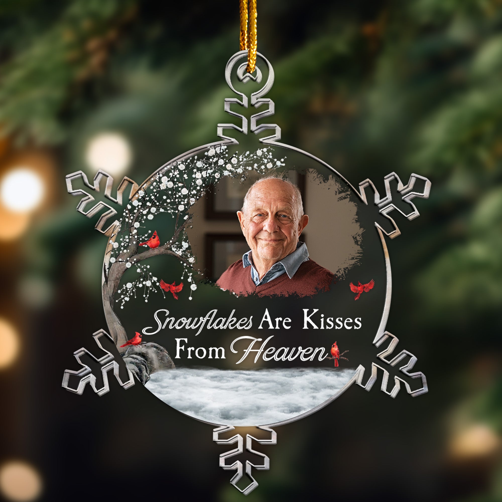 Snowflakes Are Kisses From Heaven - Personalized Acrylic Photo Ornament