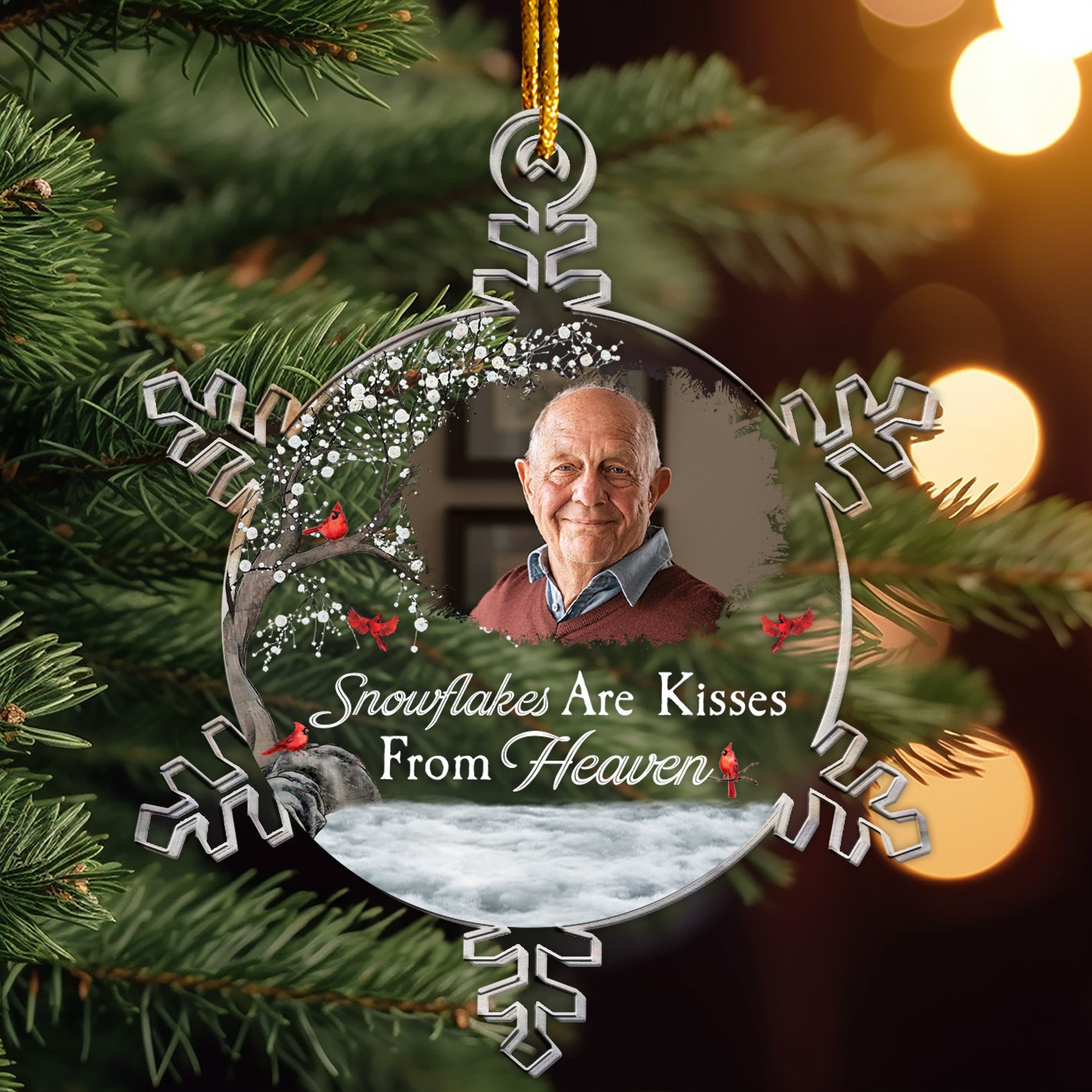 Snowflakes Are Kisses From Heaven - Personalized Acrylic Photo Ornament