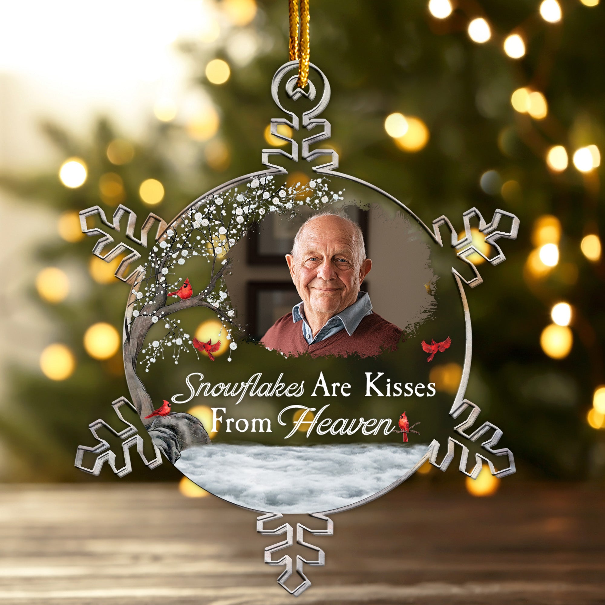 Snowflakes Are Kisses From Heaven - Personalized Acrylic Photo Ornament