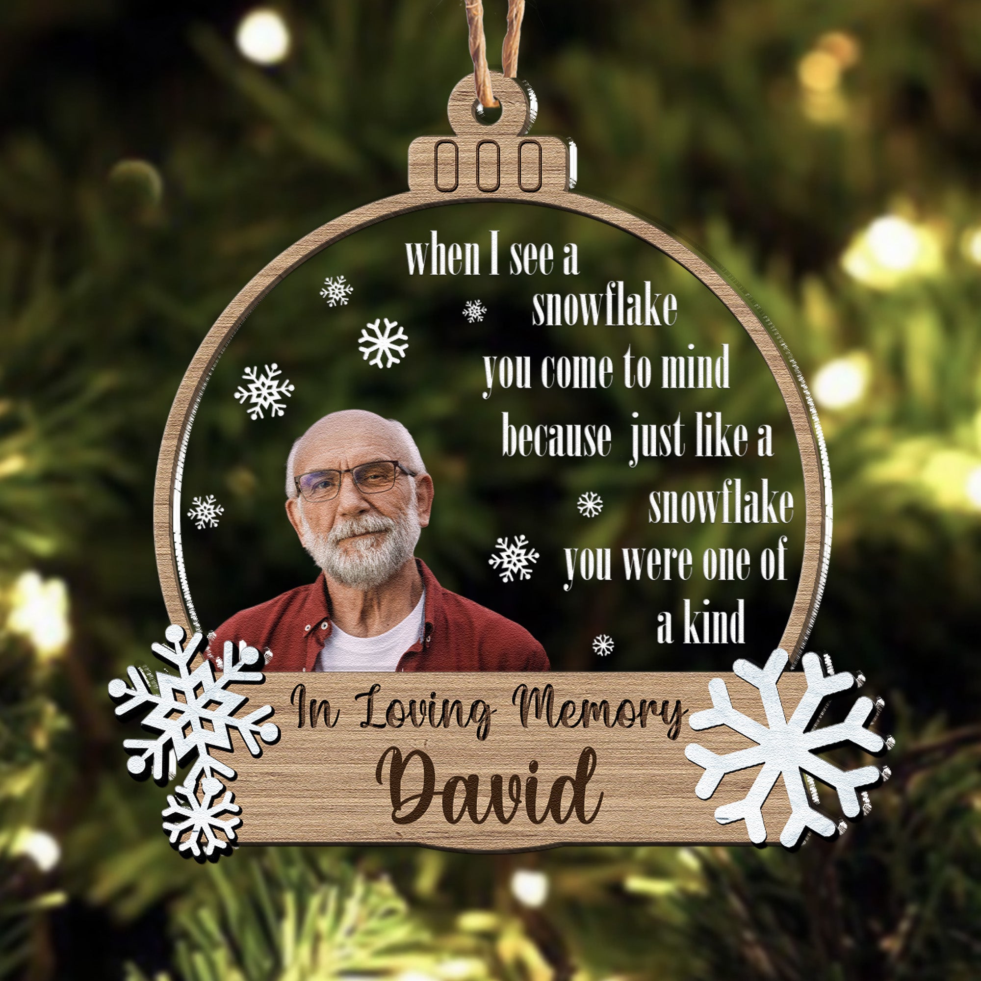 Snowflakes Are Kisses From Heaven - Personalized Wood And Acrylic Photo Ornament