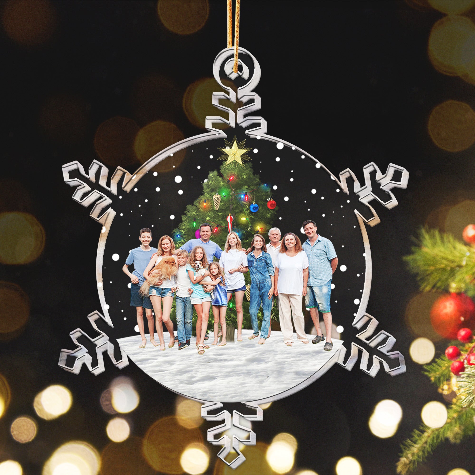 Snowflakes Custom Photo Family, Friends - Personalized Acrylic Photo Ornament