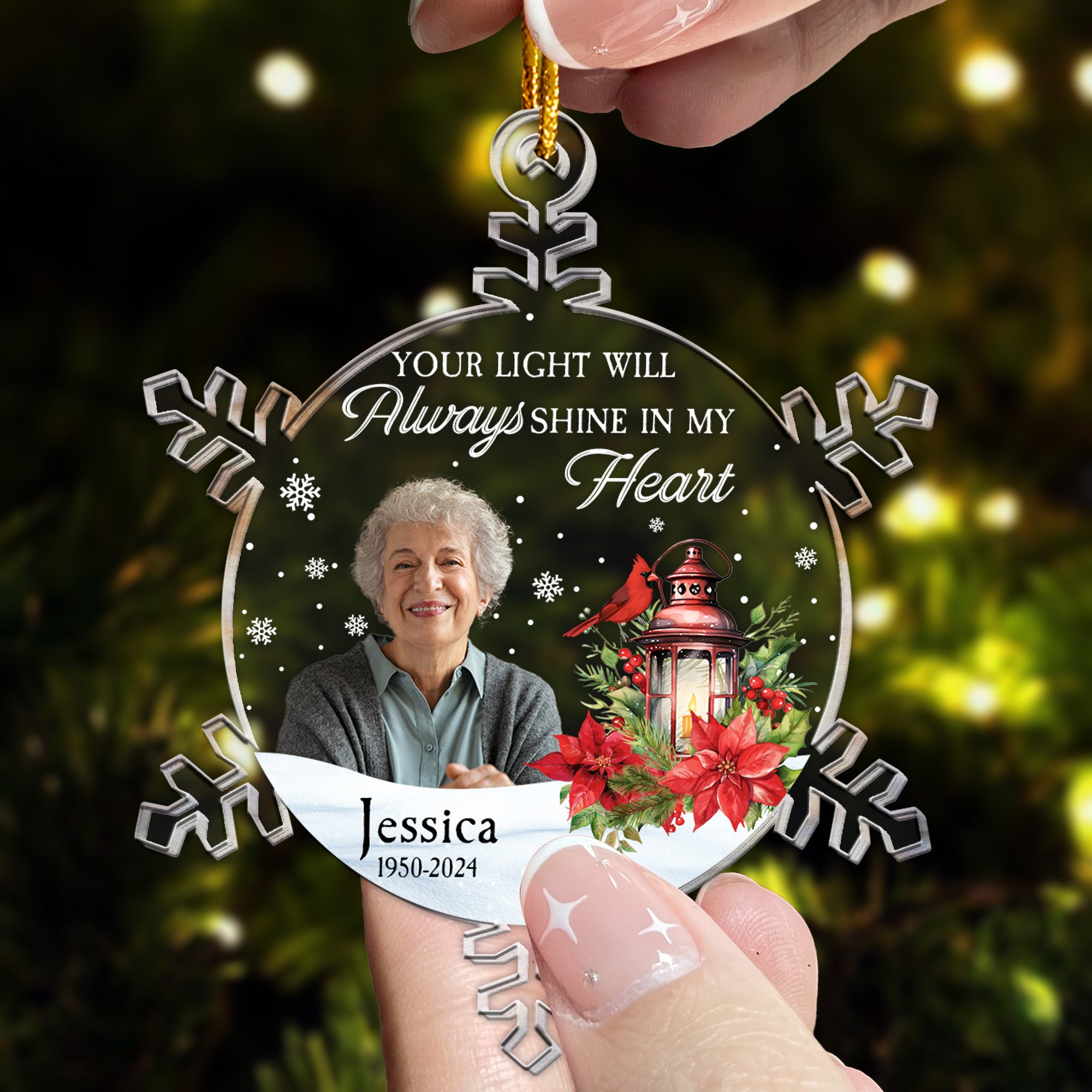 Snowflakes Custom Your Light Will Always Shine - Personalized Acrylic Photo Ornament