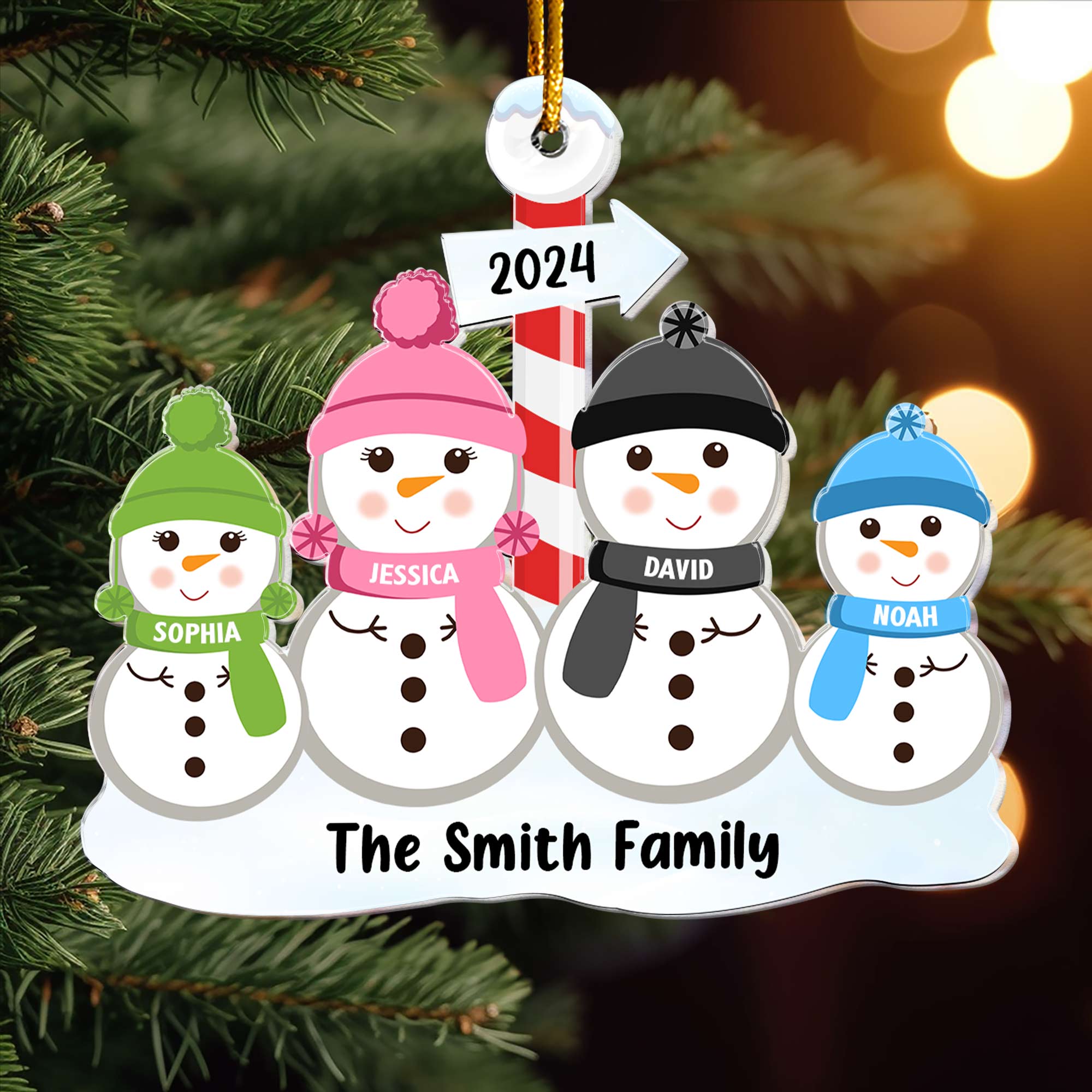 Snowman Family - Personalized Acrylic Ornament