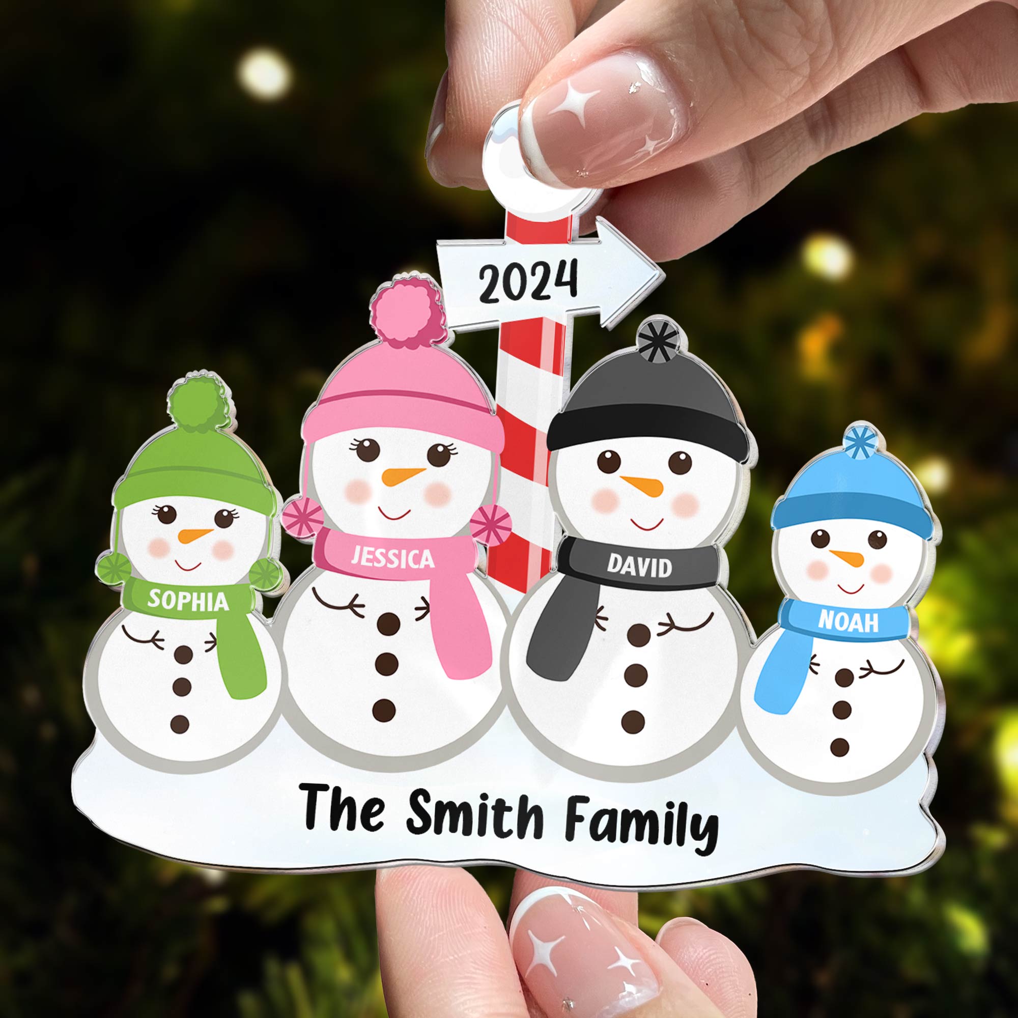 Snowman Family - Personalized Acrylic Ornament