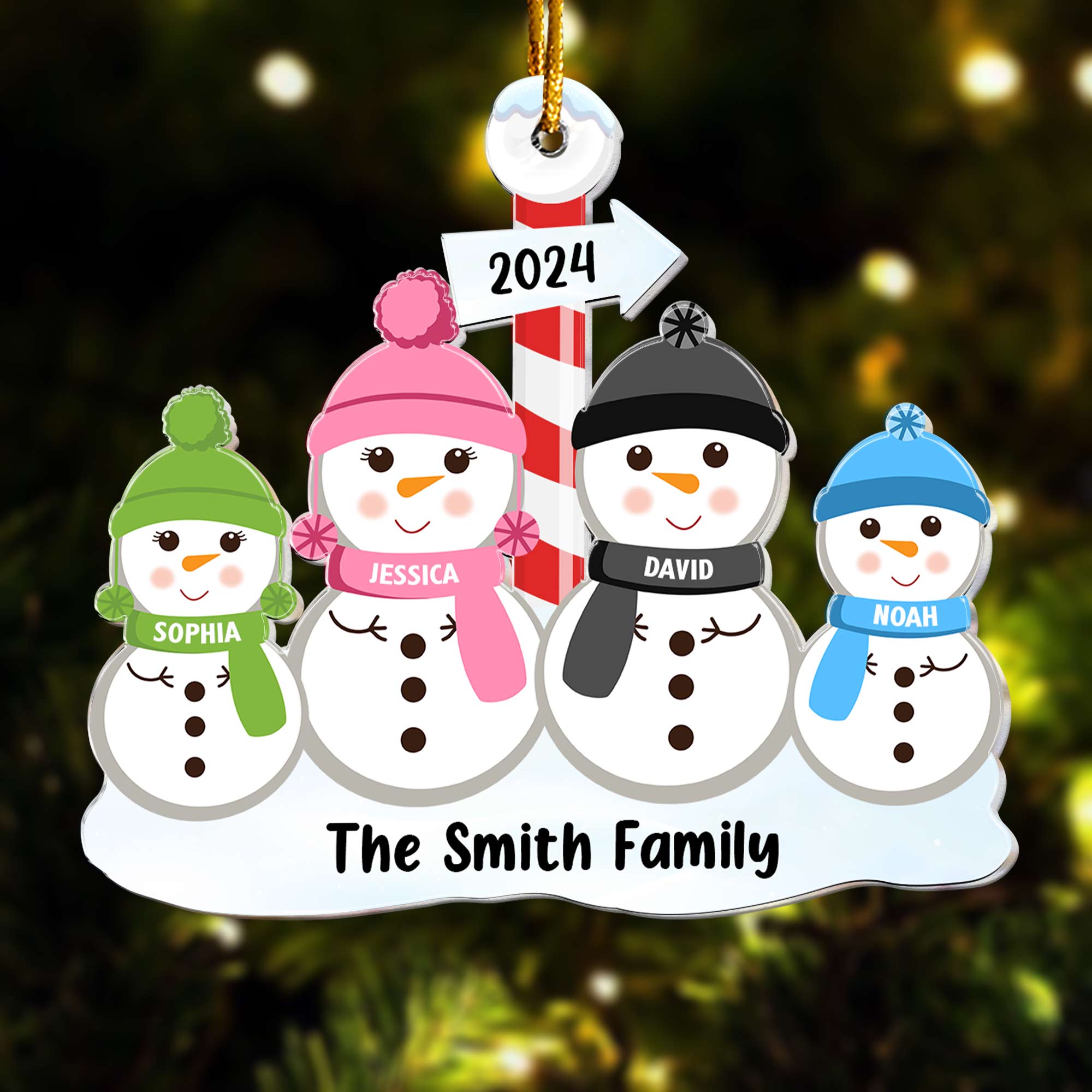 Snowman Family - Personalized Acrylic Ornament