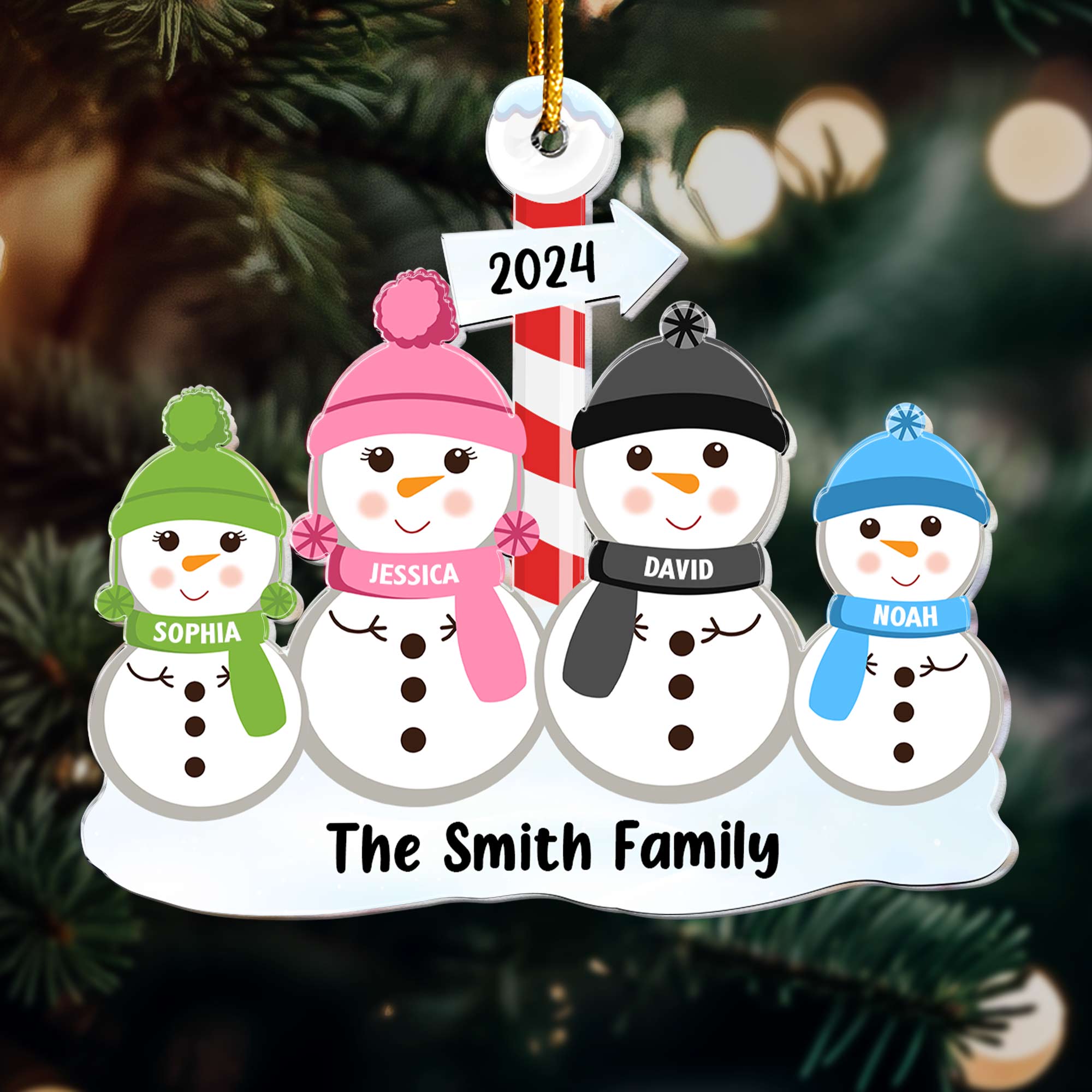 Snowman Family - Personalized Acrylic Ornament