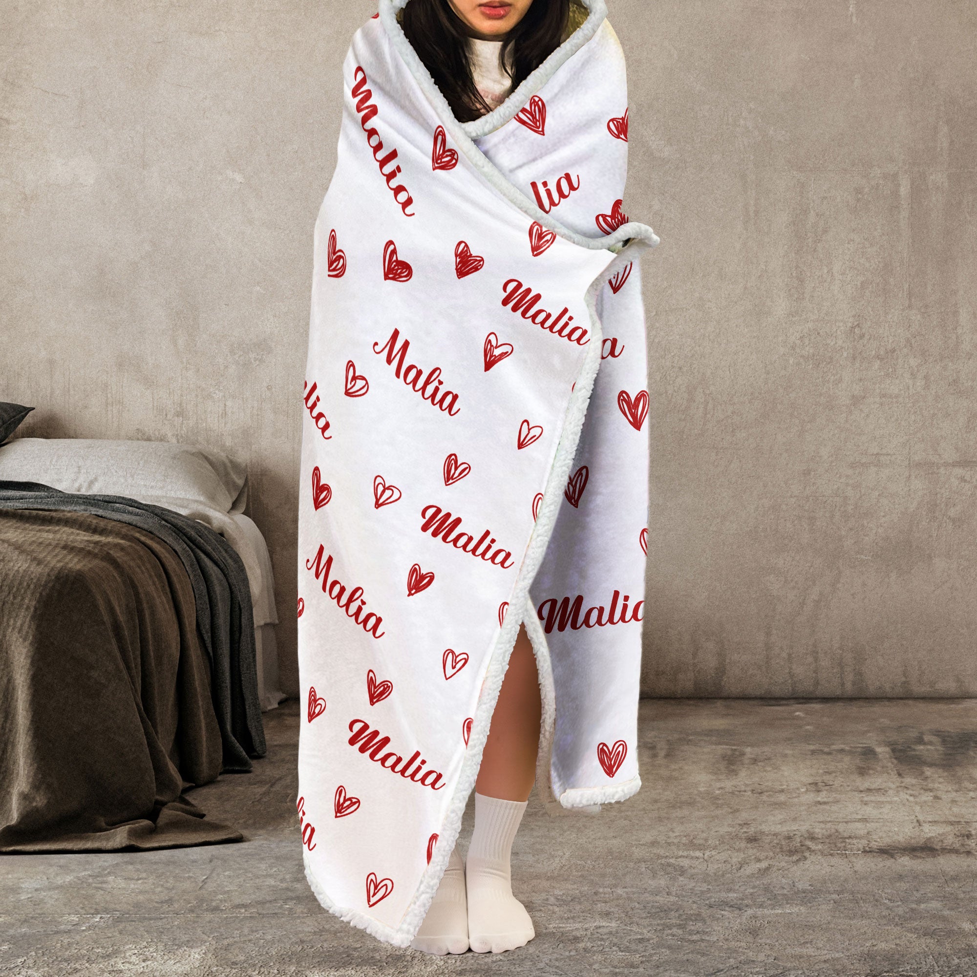 Snuggle In Love For Wife, Girlfriend - Personalized Wearable Blanket Hoodie