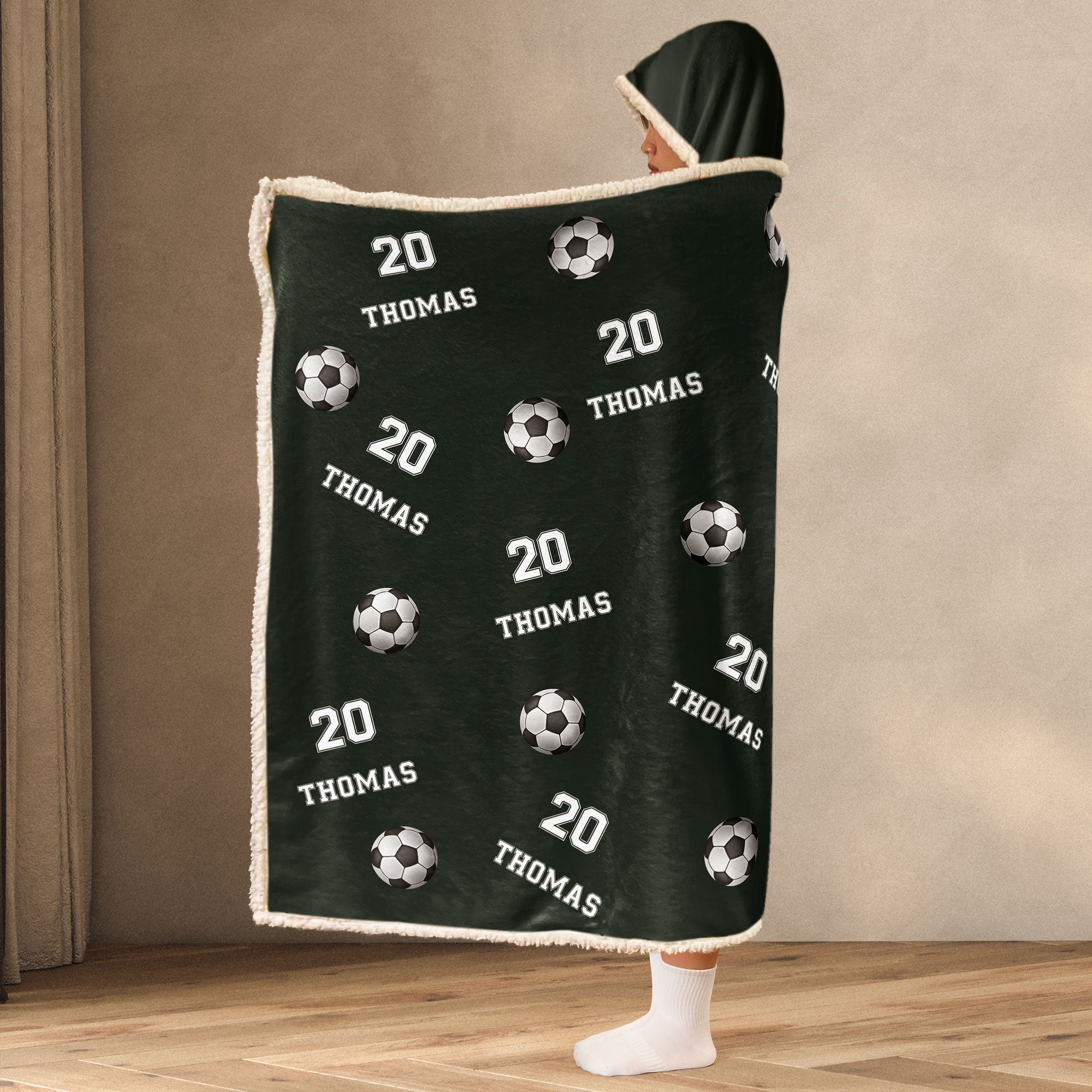 Soccer Custom Name, Number - Personalized Wearable Blanket Hoodie