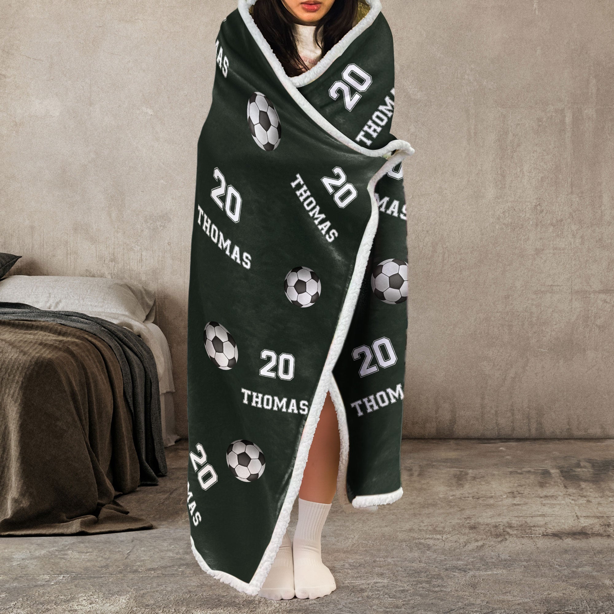 Soccer Custom Name, Number - Personalized Wearable Blanket Hoodie