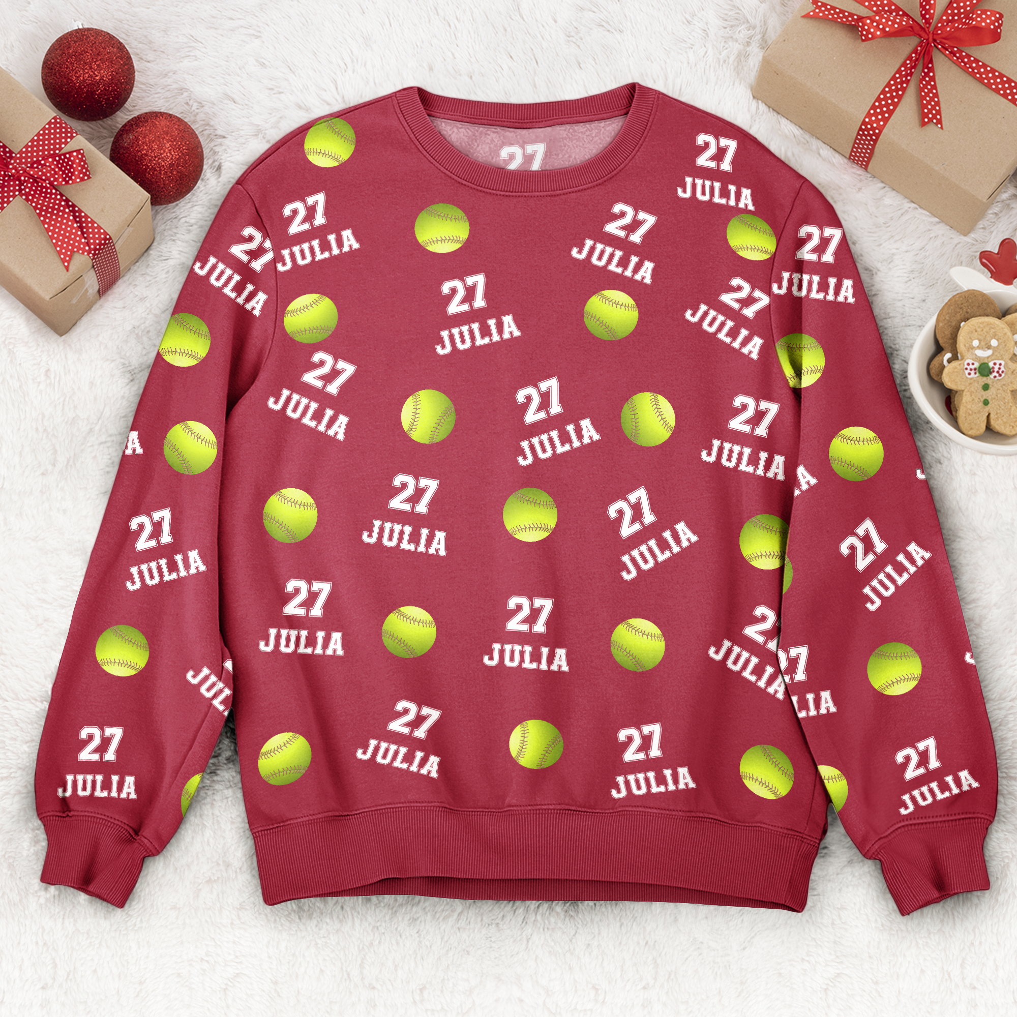 Softball Custom Name, Number - Personalized 3D Printed Sweatshirt