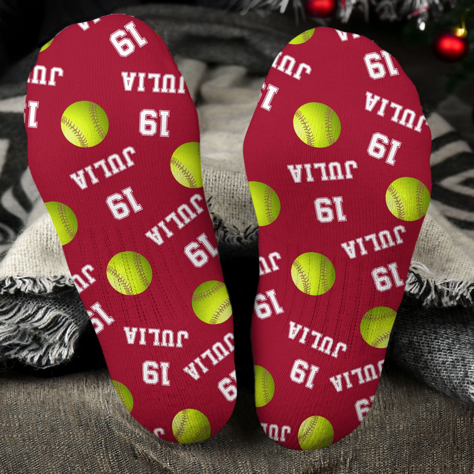 Softball Custom Name, Number - Personalized Crew Socks