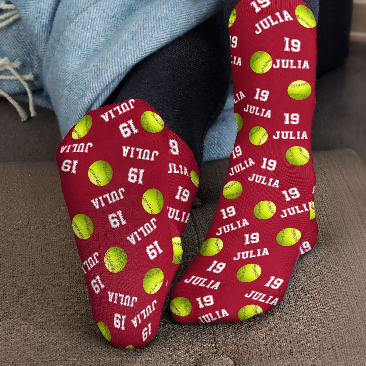 Softball Custom Name, Number - Personalized Crew Socks