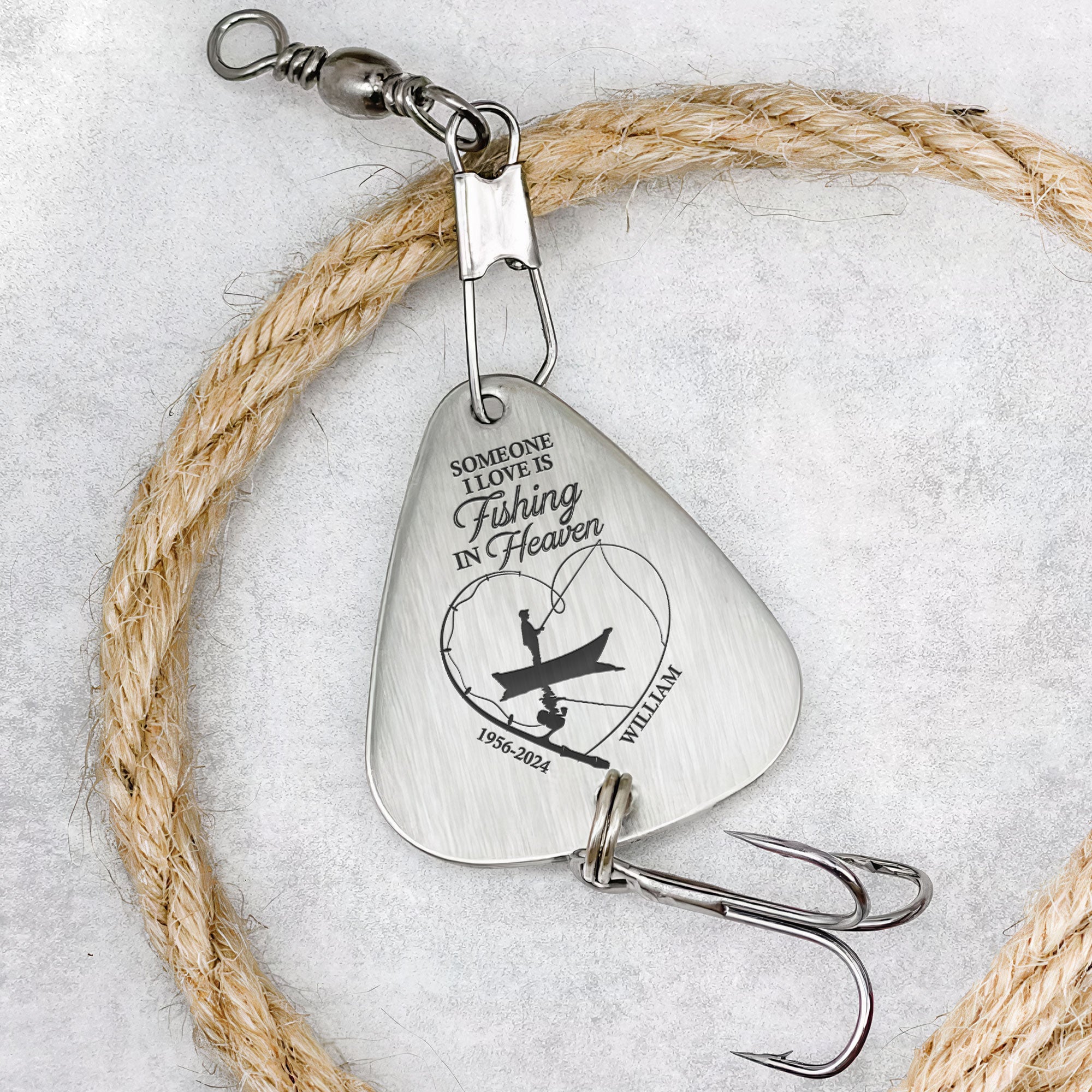 Someone I Love Is Fishing In Heaven - Personalized Fishing Lure Keychain