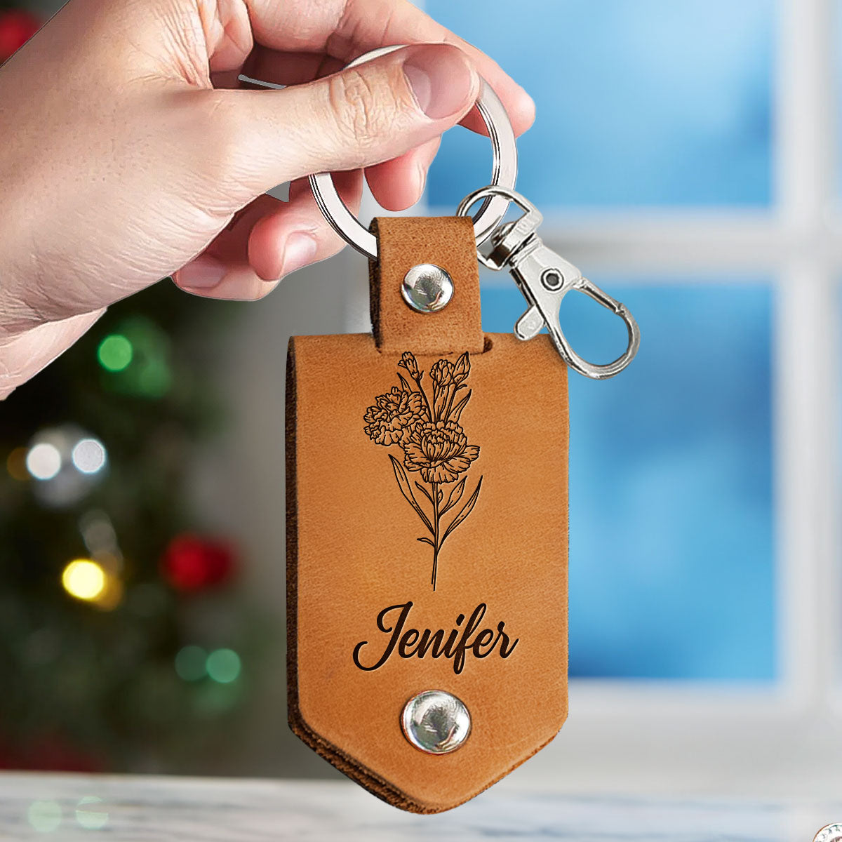 Sometimes You Forget You're Awesome So This Is Your Reminder Birthday Flower - Personalized Leather Photo Keychain