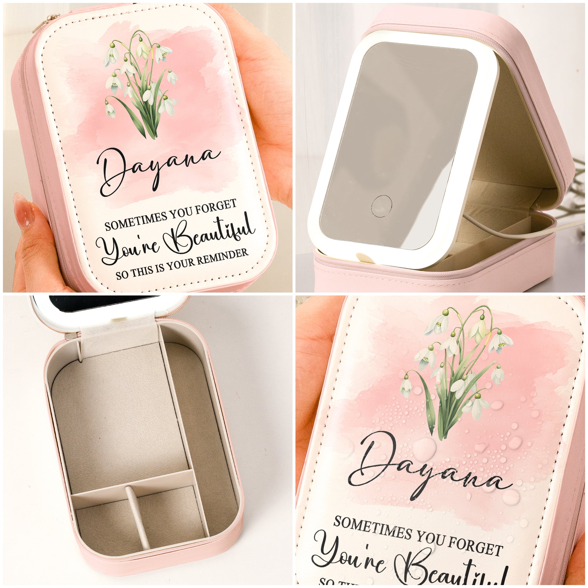 Sometimes You Forget You're Beautiful - Custom Make Up Box With Mirror