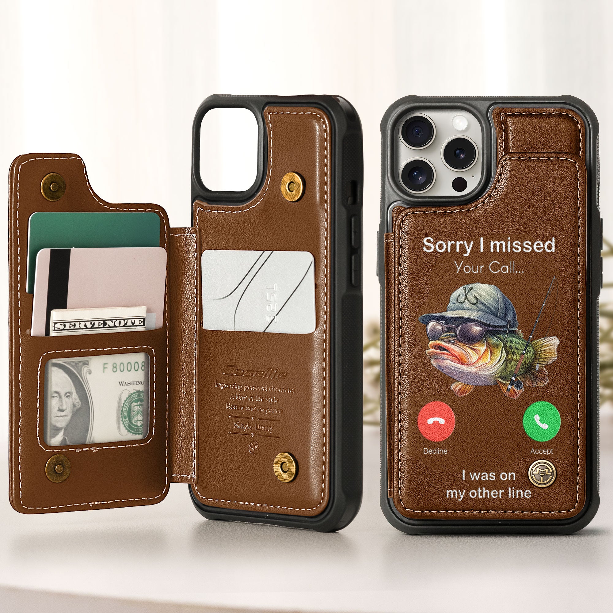 Sorry I Missed Your Call... I Was On My Other Line - Personalized Leather Flip Wallet Phone Case