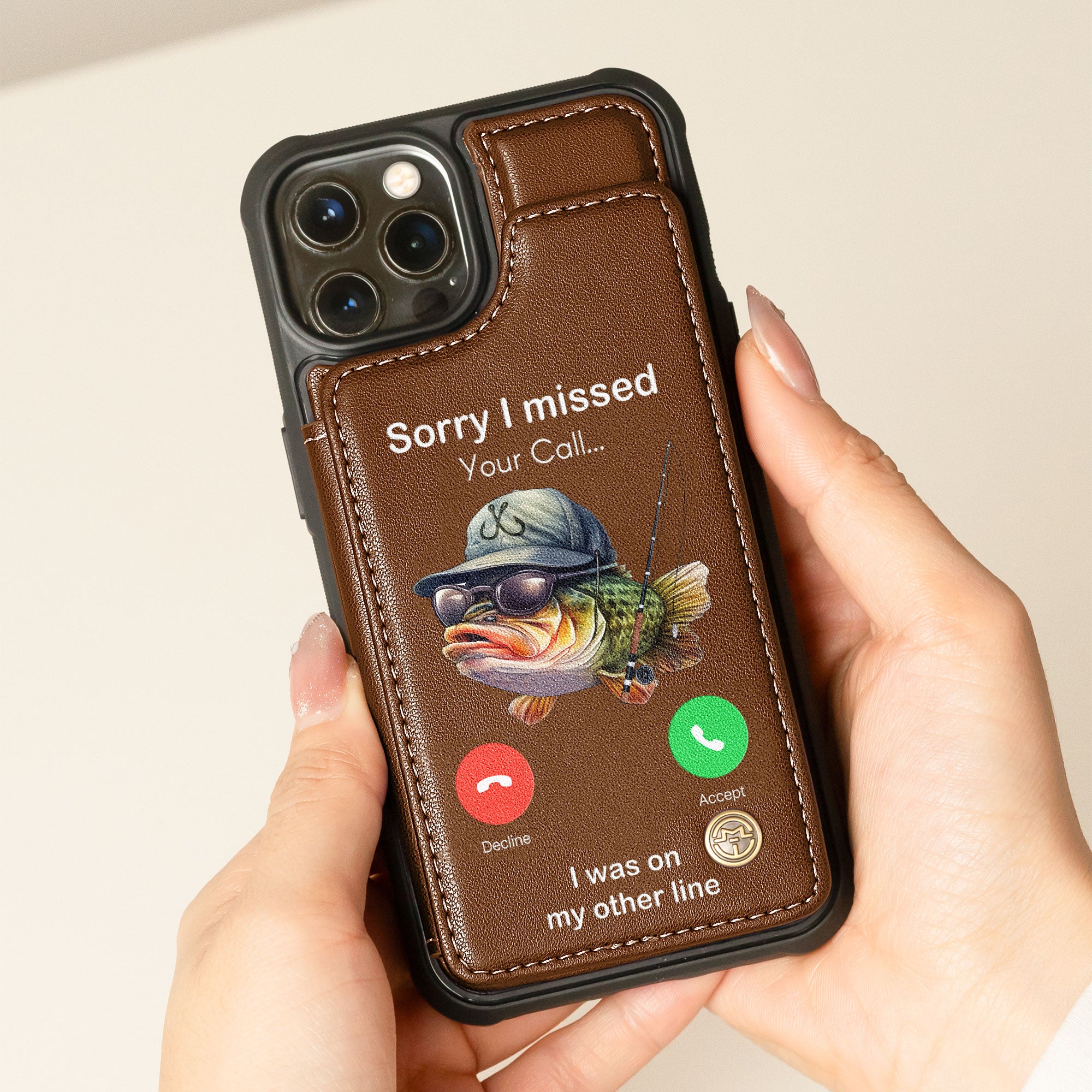 Sorry I Missed Your Call... I Was On My Other Line - Personalized Leather Flip Wallet Phone Case