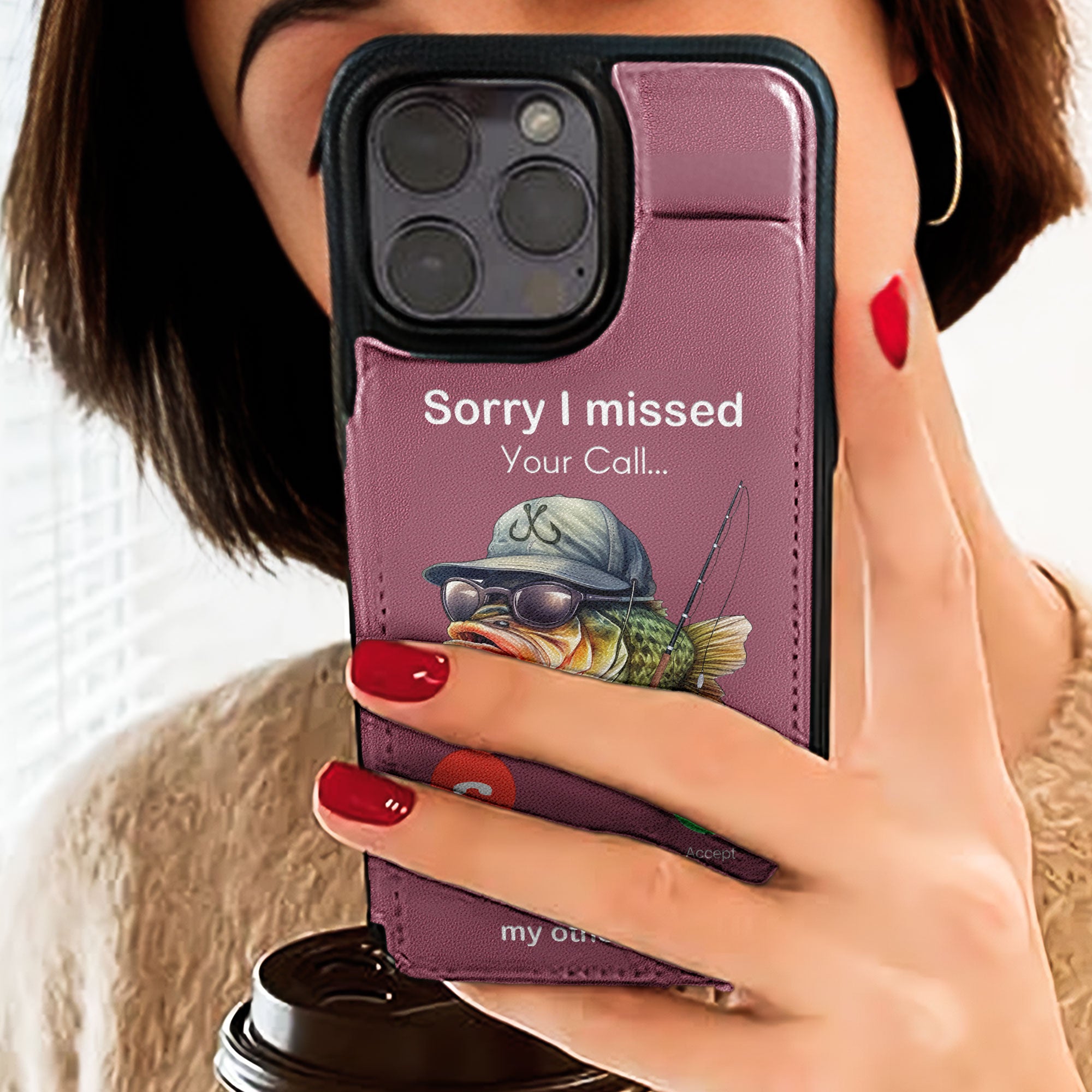 Sorry I Missed Your Call... I Was On My Other Line - Personalized Leather Flip Wallet Phone Case