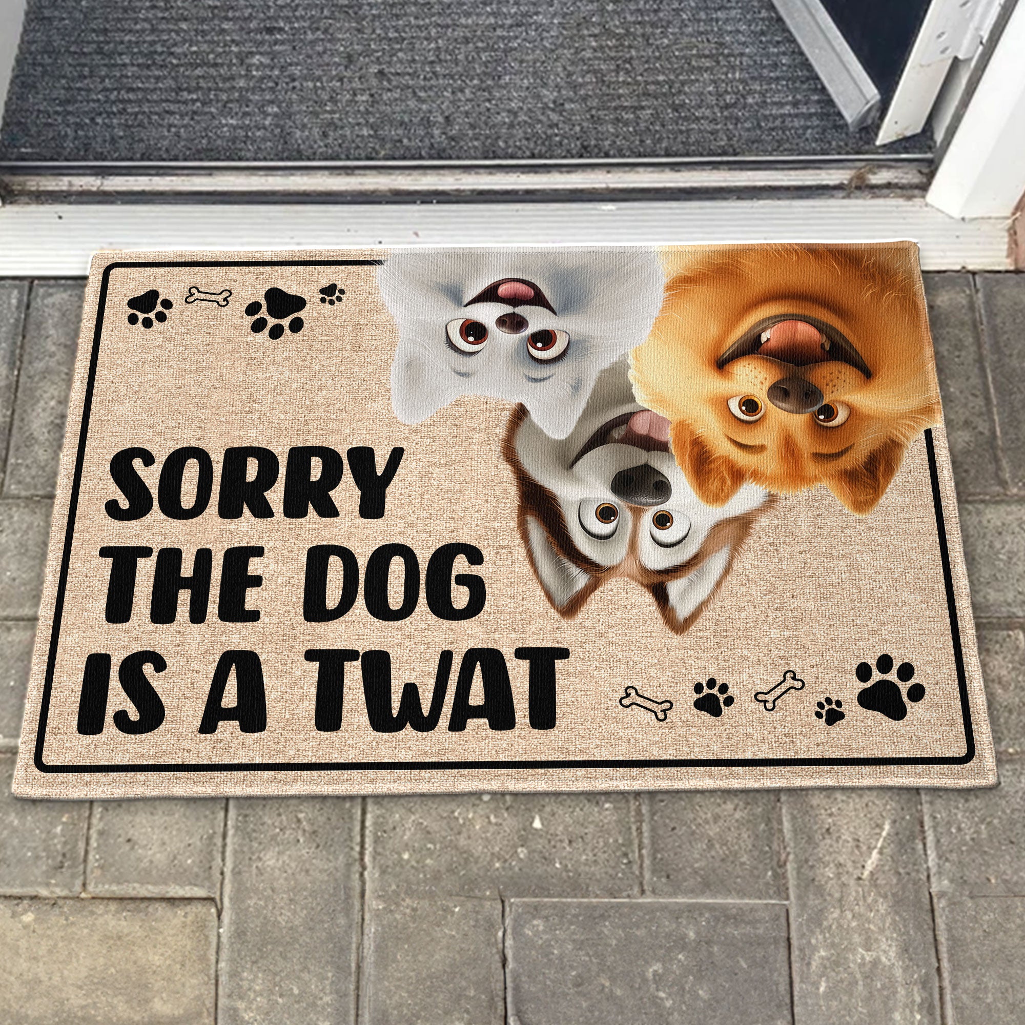 Sorry The Dog Is A Twat - Personalized Doormat