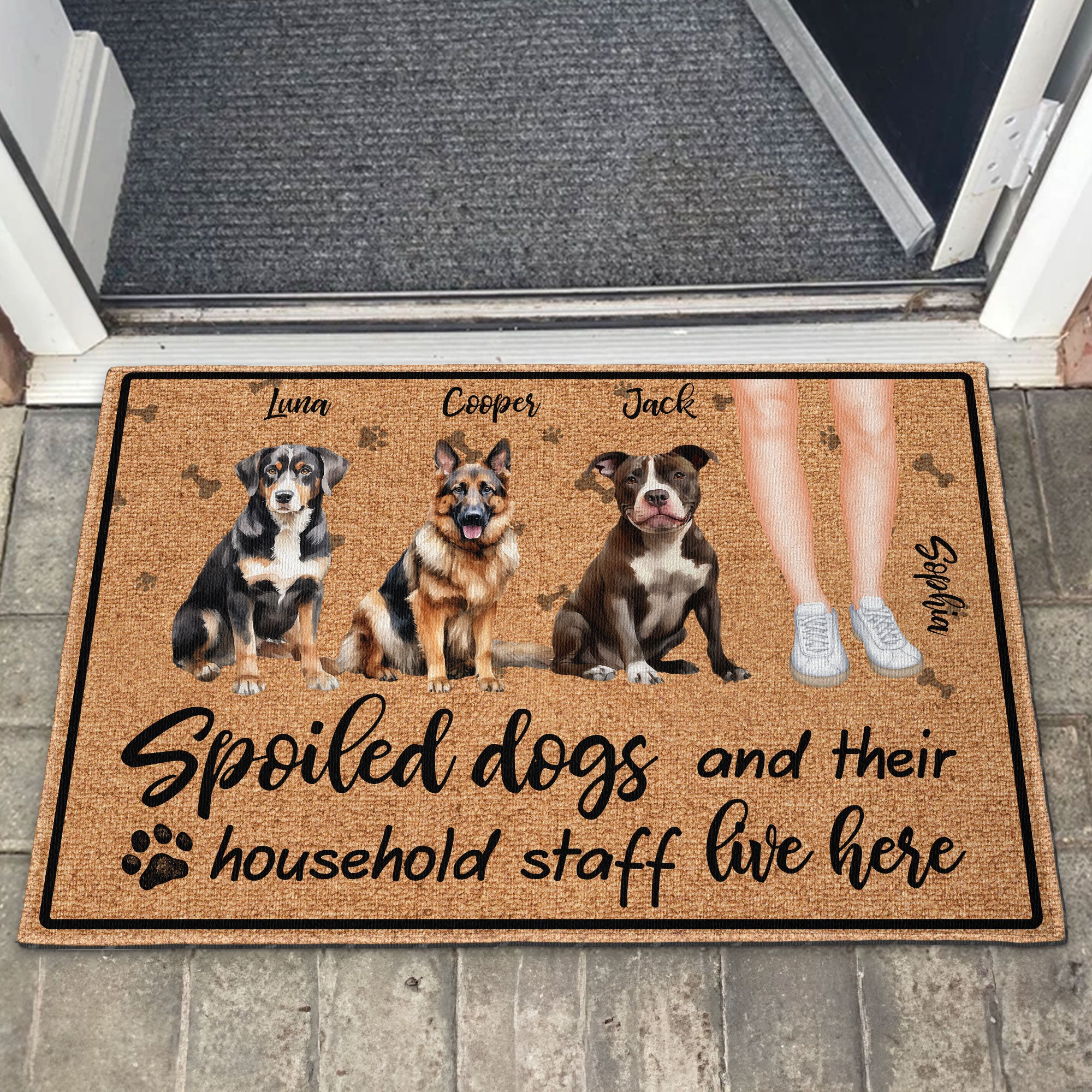 Spoiled Dogs And Their Staff - Personalized Doormat