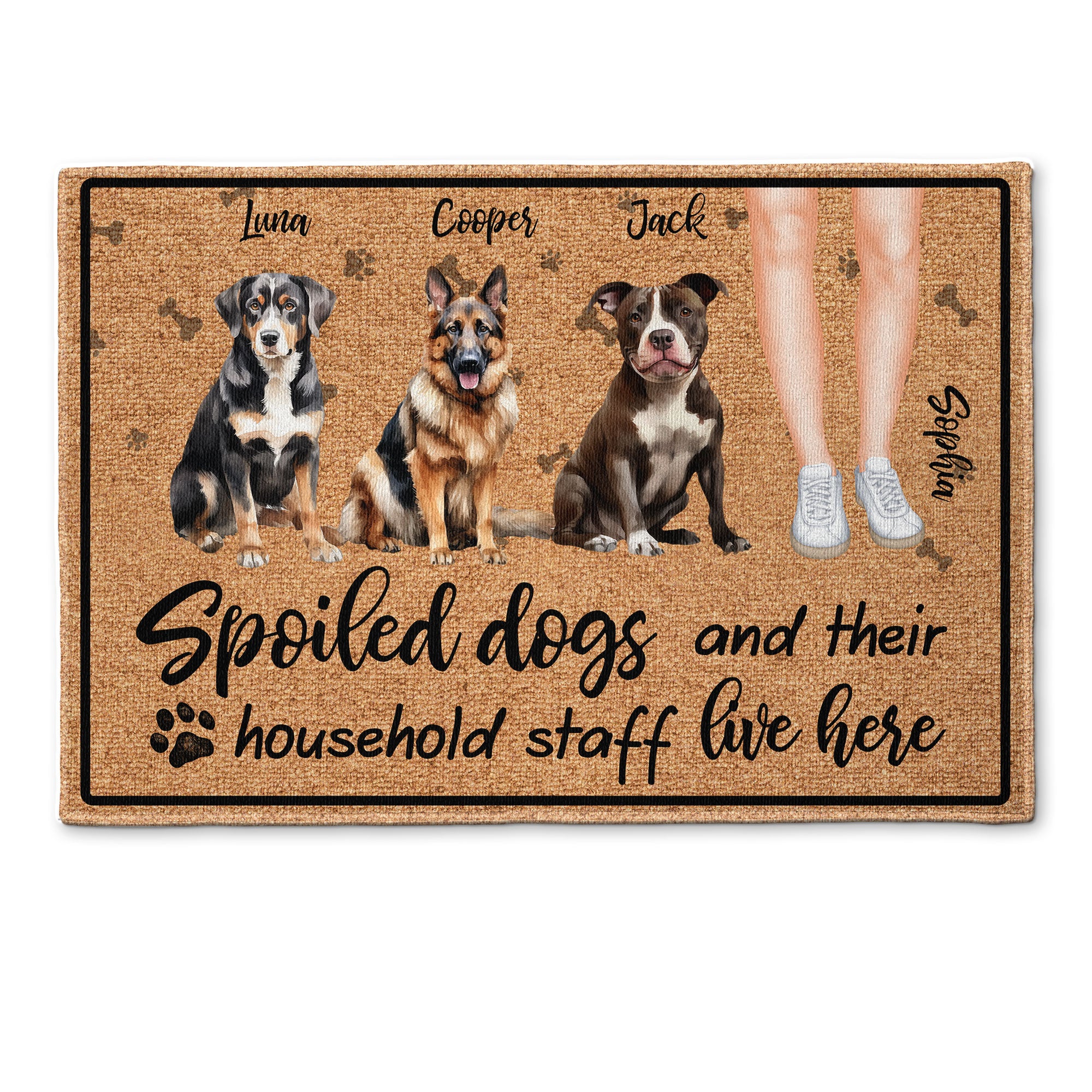 Spoiled Dogs And Their Staff - Personalized Doormat