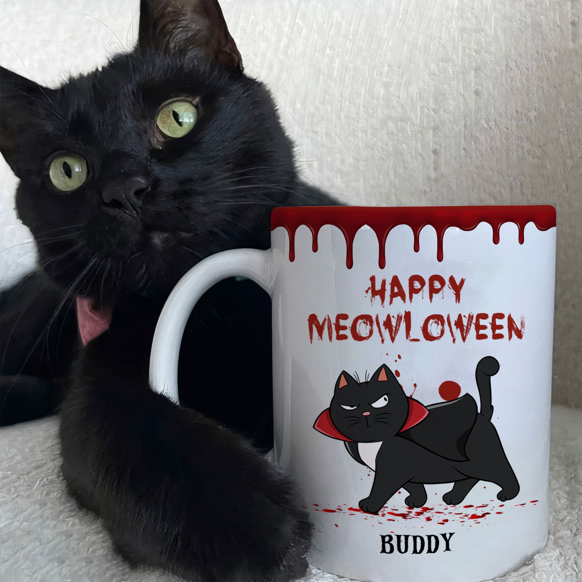 Spooky Fluffy Cat - Personalized Mug