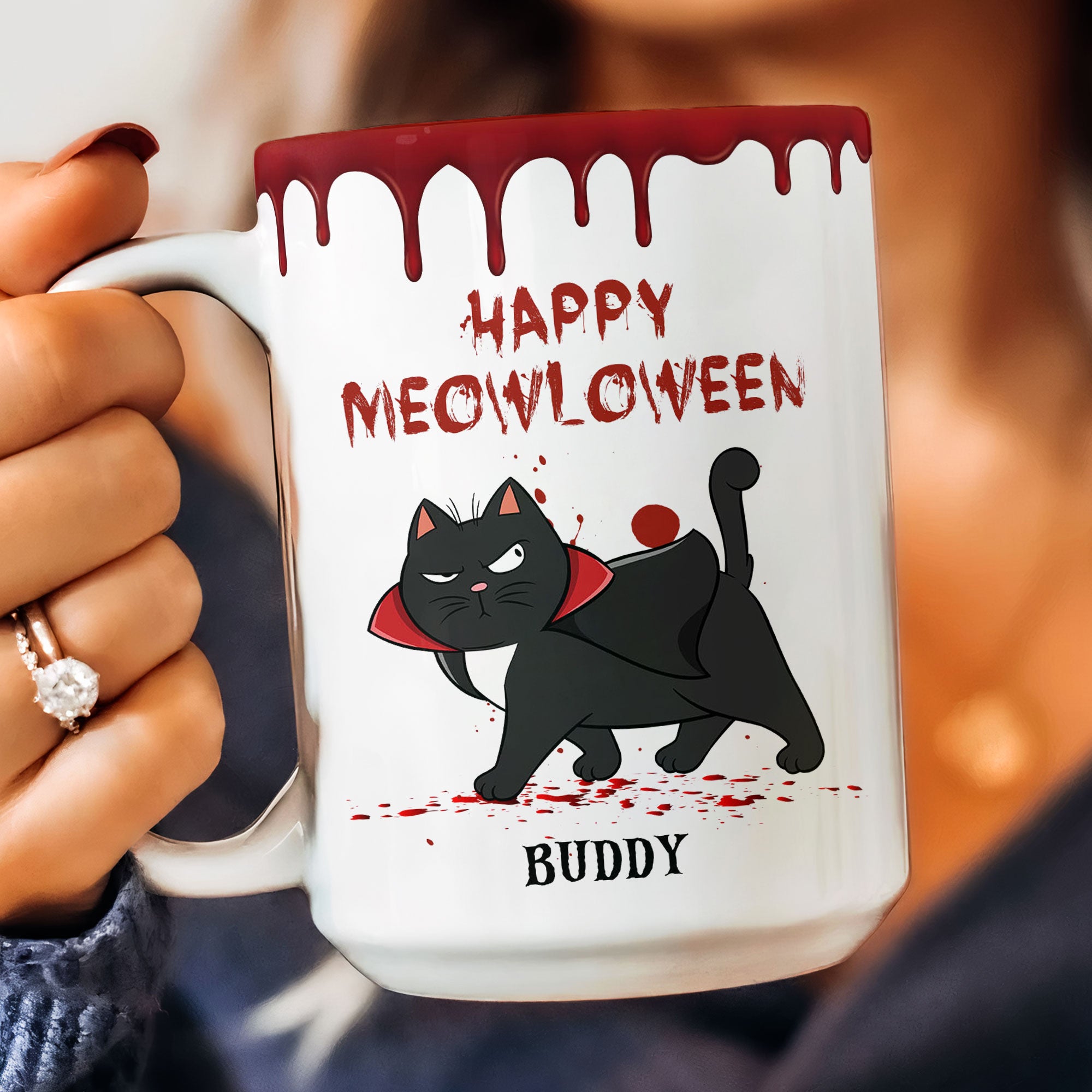 Spooky Fluffy Cat - Personalized Mug