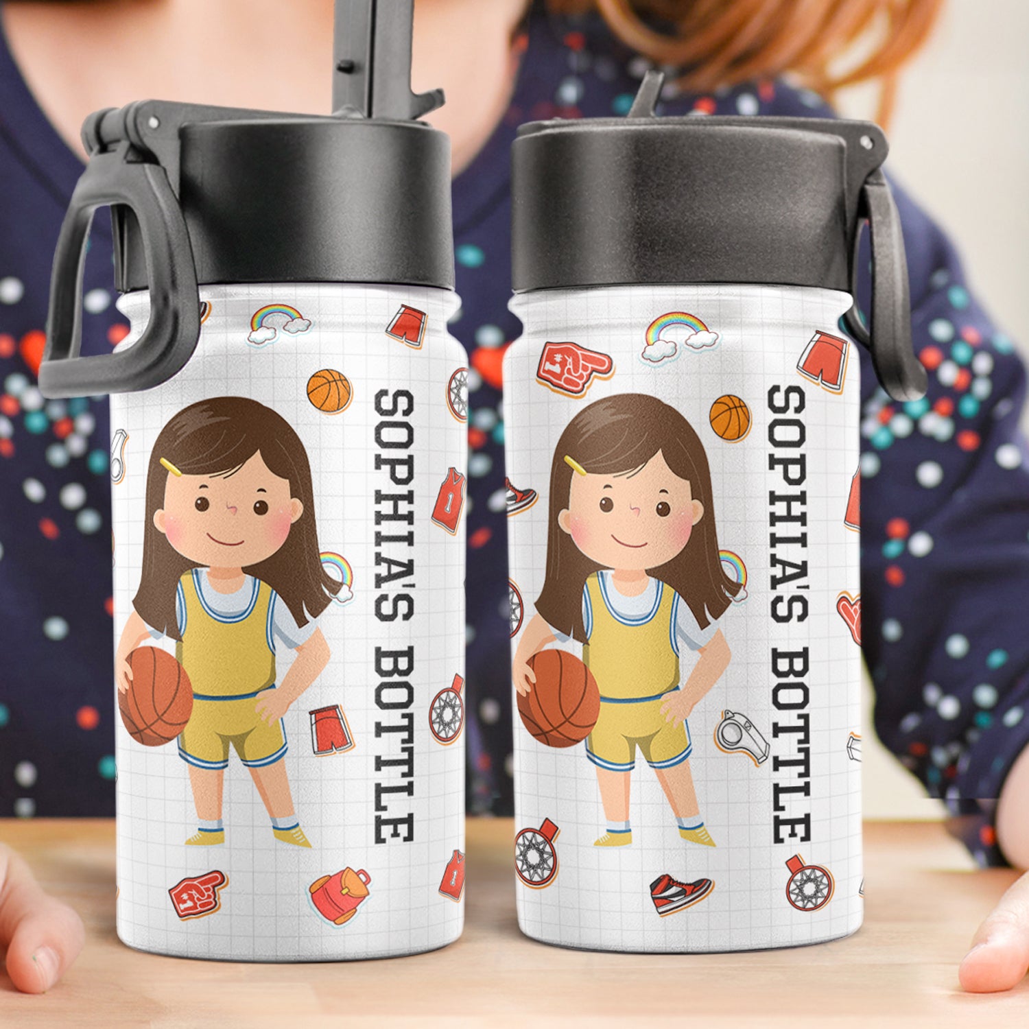 Sport Kids - Personalized Photo Kids Water Bottle With Straw Lid