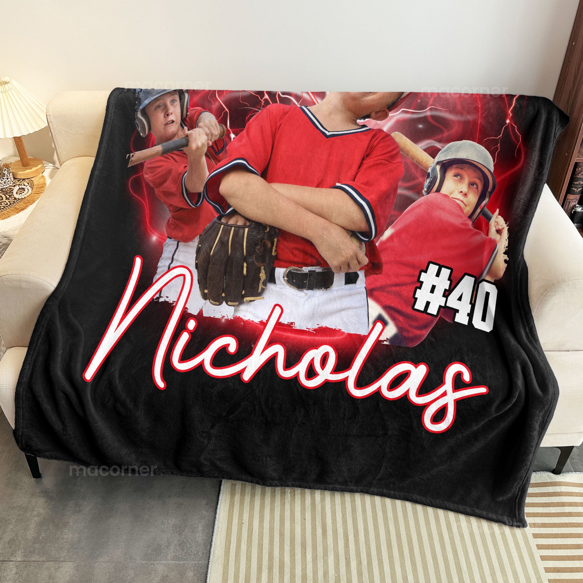 Sport Lovers - Basketball, Football, Baseball, Soccer, Or Softball Boy, Girls - Personalized Photo Blanket