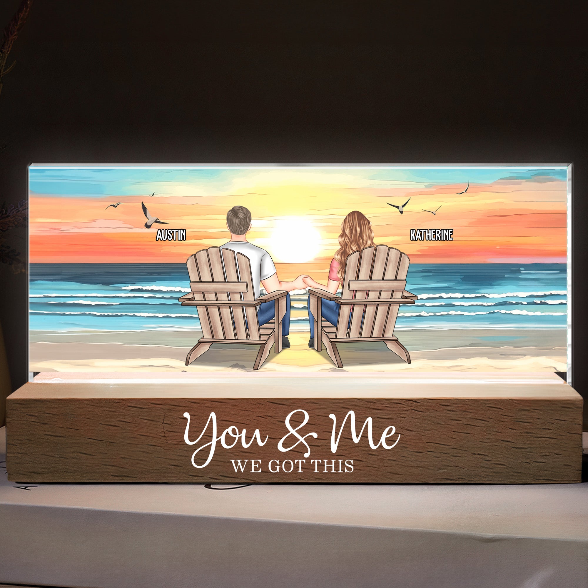 Stained Glass Style You & Me We Got This - Personalized LED Night Light