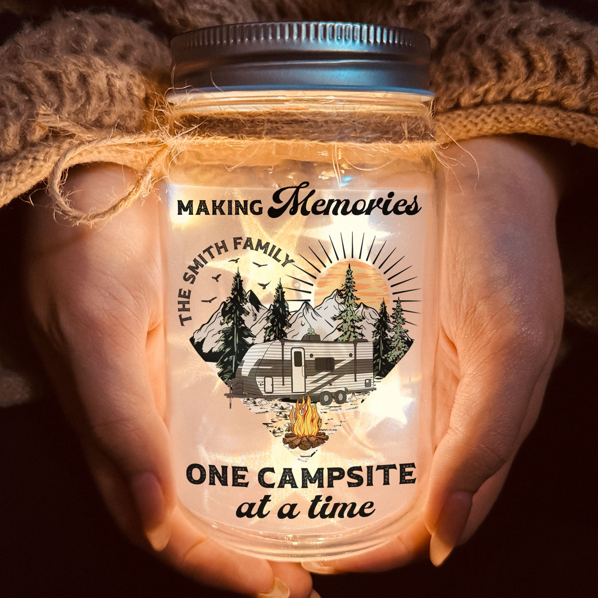 Starry Light Making Memories One Campsite At A Time - Personalized Mason Jar Light