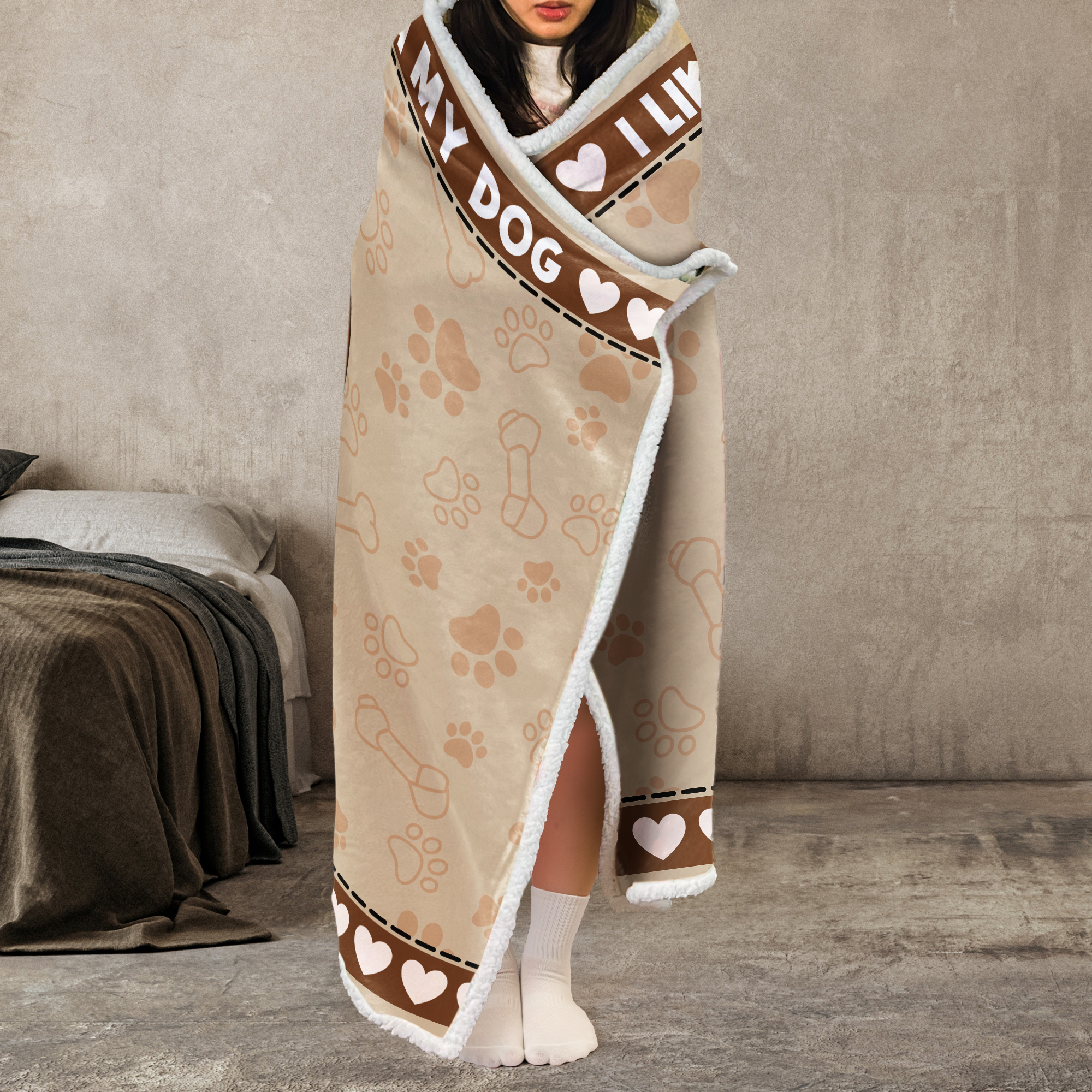 Stay In Bed With My Dogs Too "Peopley" Out There - Personalized Photo Wearable Blanket Hoodie