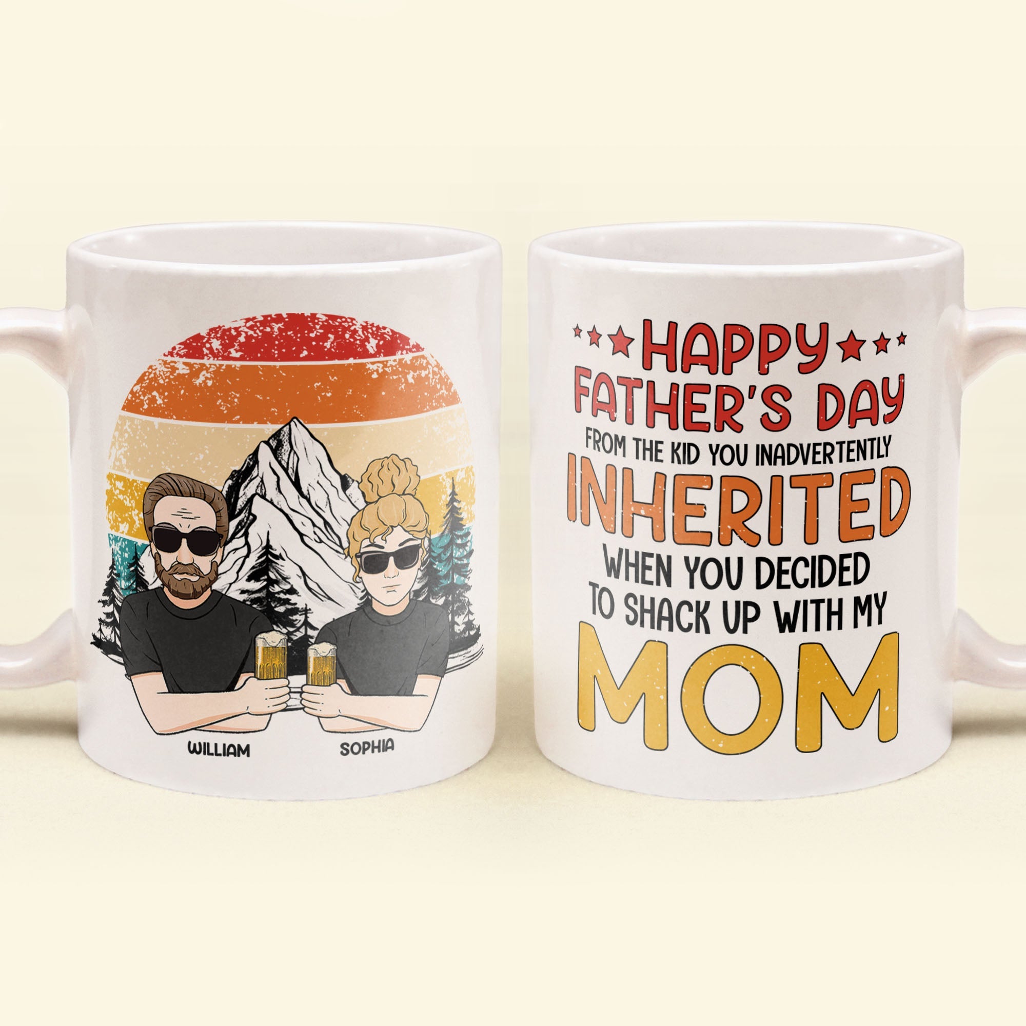 Stepped Up Dad Father's Day From Kids Inadvertently Inherited - Personalized Mug