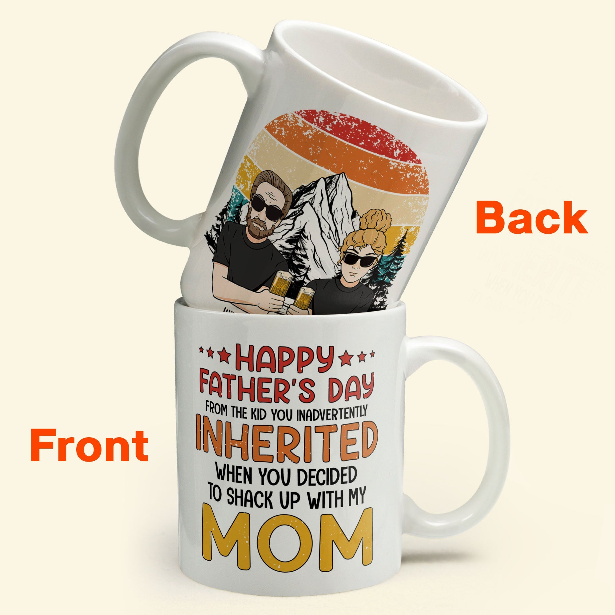 Stepped Up Dad Father's Day From Kids Inadvertently Inherited - Personalized Mug