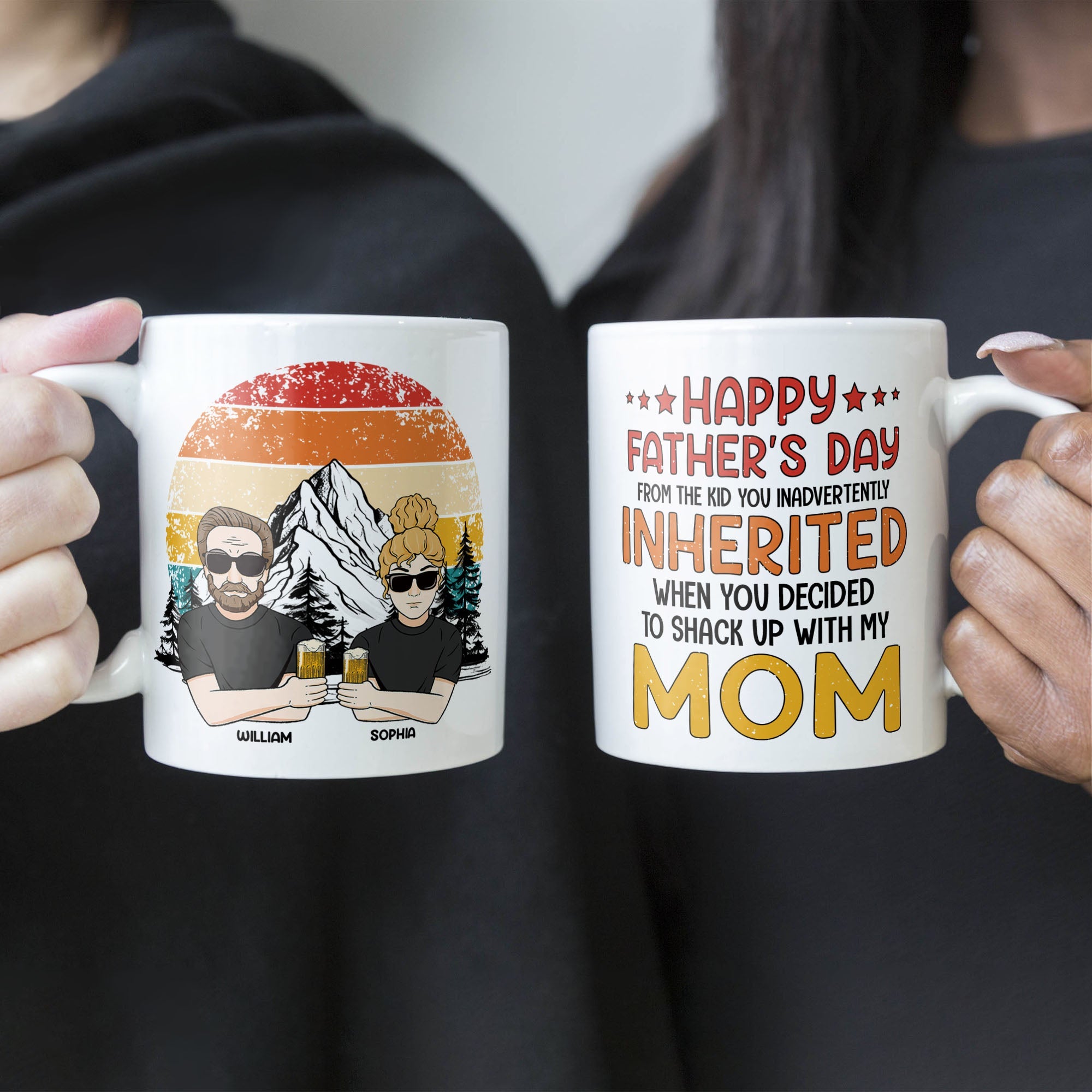 Stepped Up Dad Father's Day From Kids Inadvertently Inherited - Personalized Mug