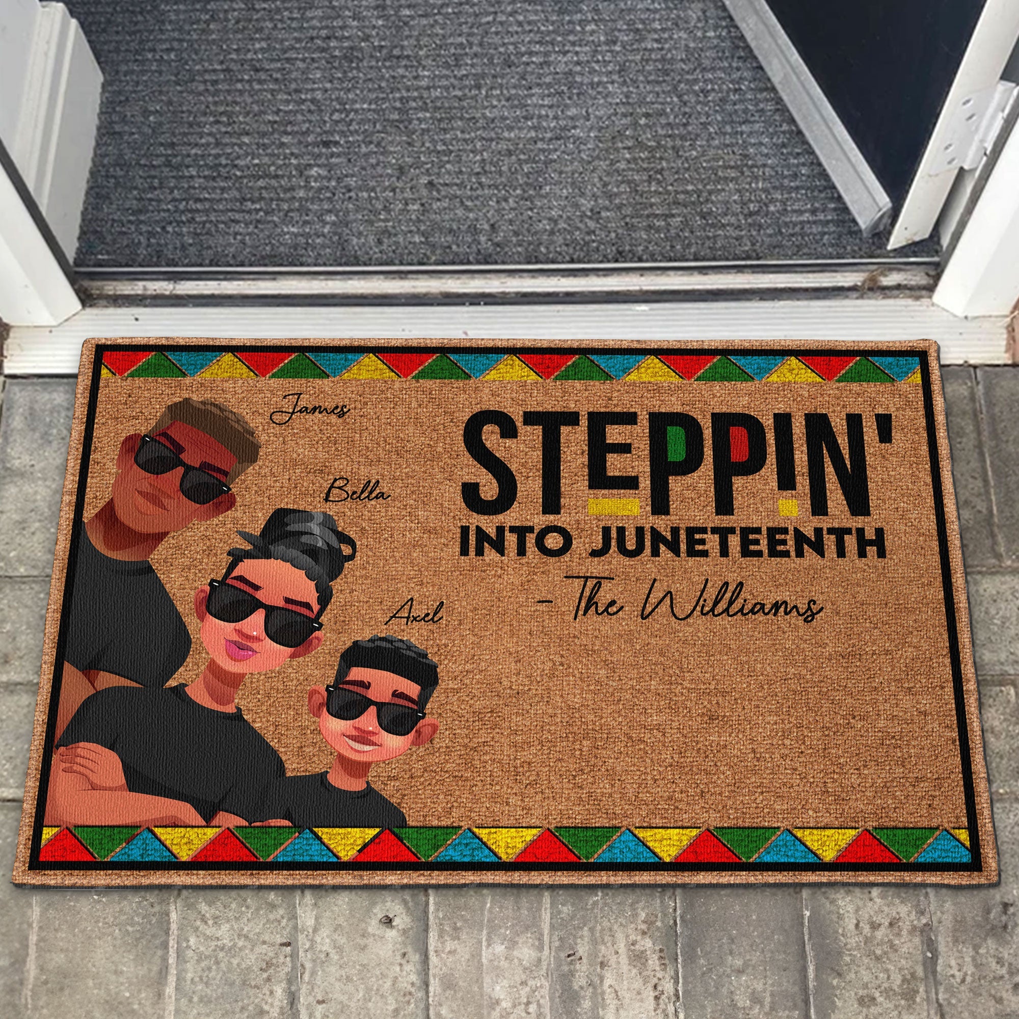 Steppin' Into Juneteenth - Personalized Doormat