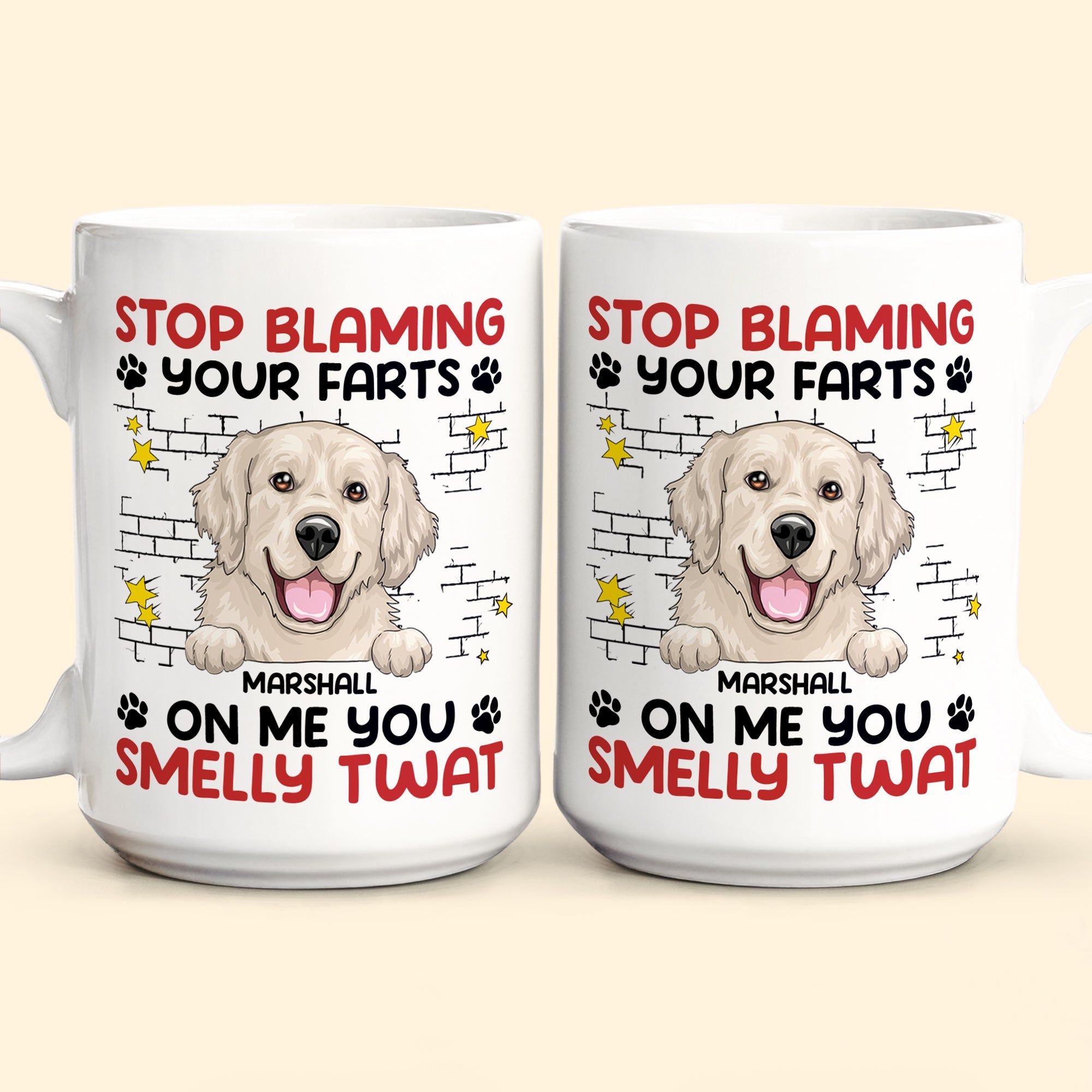 Stop Blaming Your Farts On Me You Smelly Twat Dog Funny - Personalized Mug