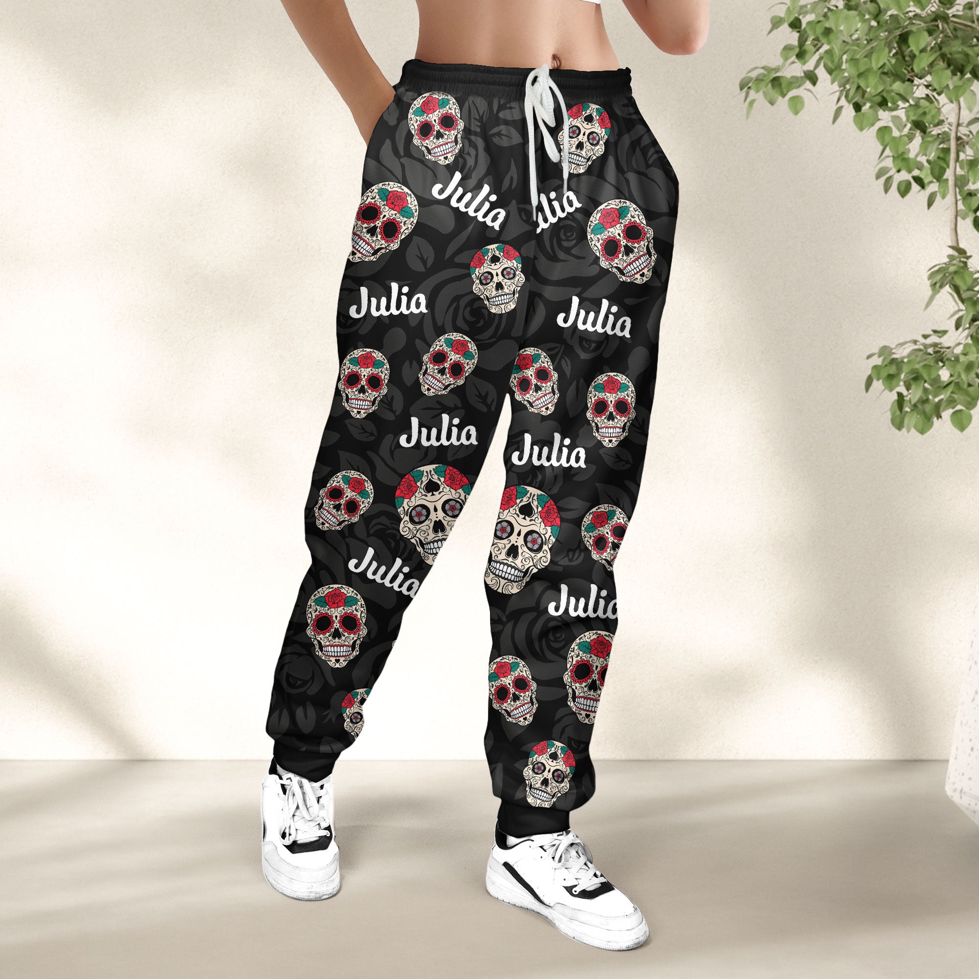 Sugar Skull, Gothic Skull Custom Name - Personalized Sweatpants