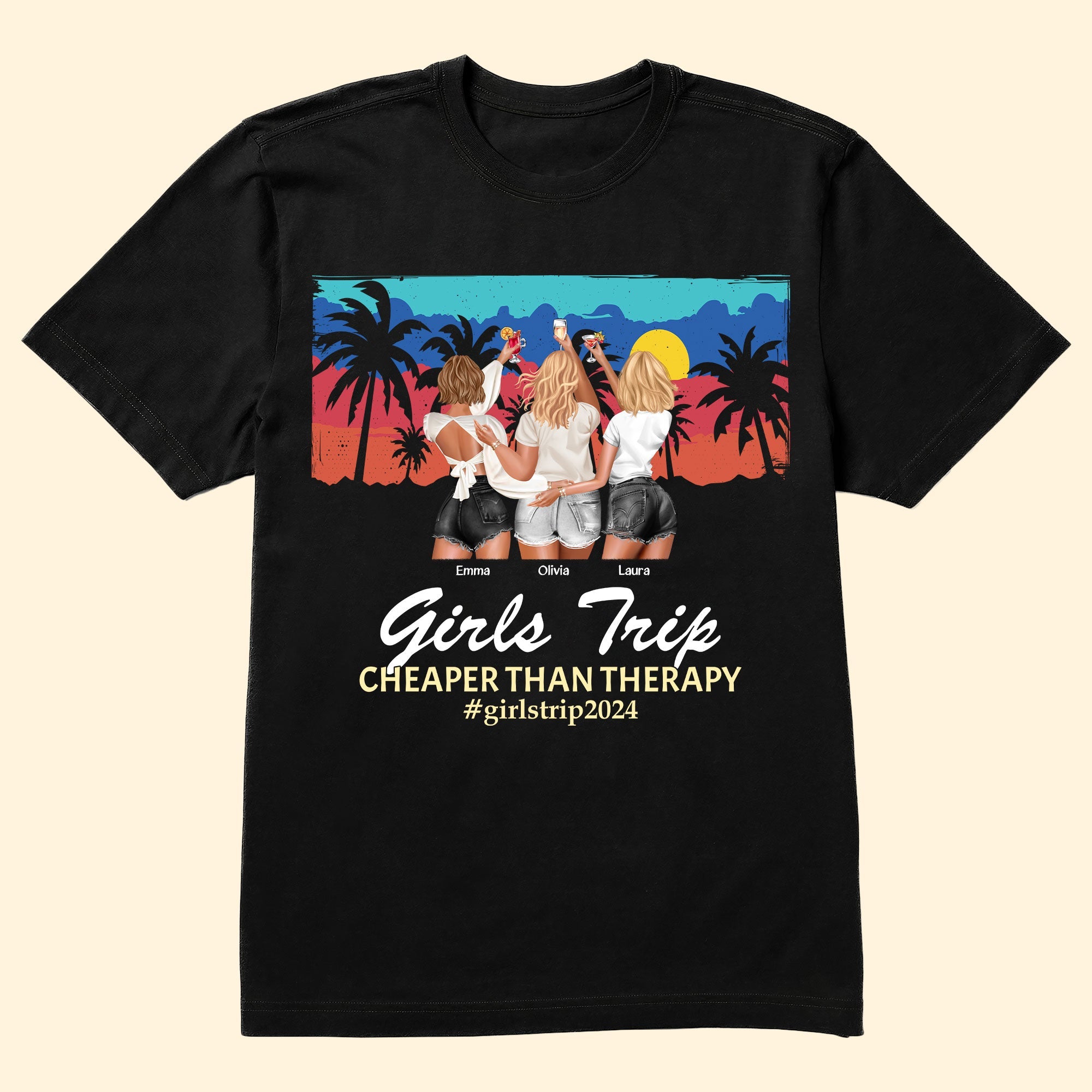 Sunset Retro Girls Trip - Personalized Shirt