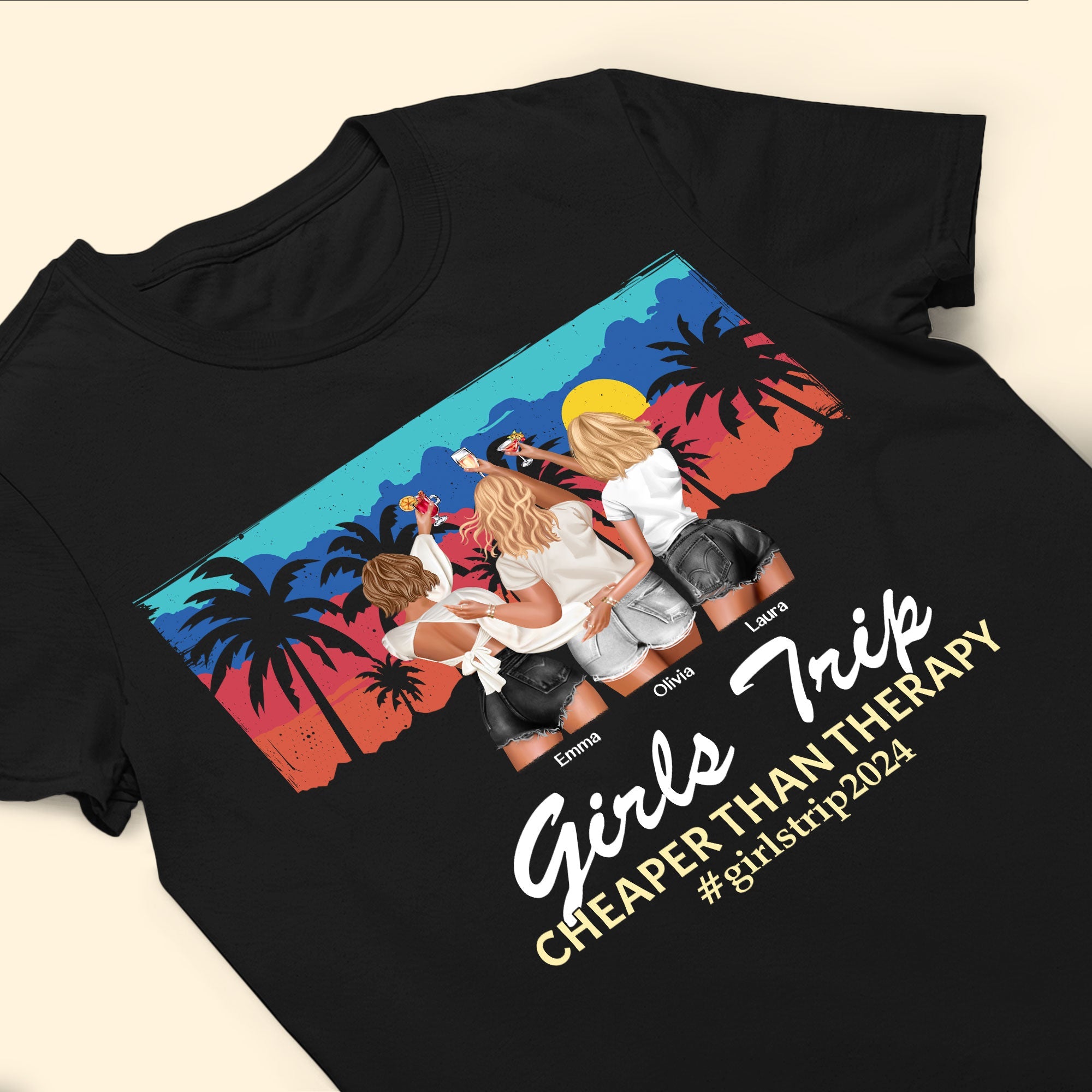 Sunset Retro Girls Trip - Personalized Shirt