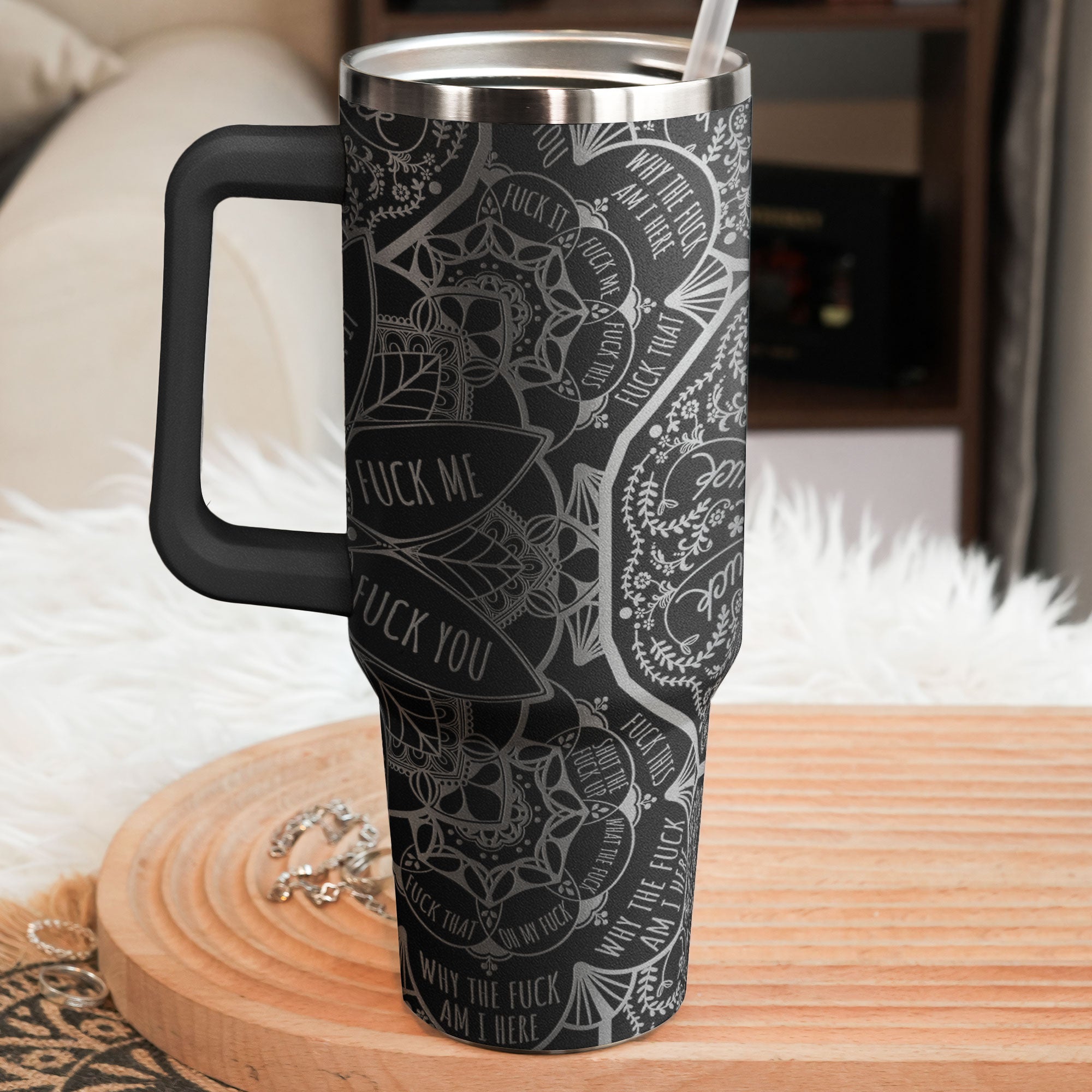 Swear Word Mandala - Funny Cup For Friends, For Me Gifts - Personalized Engraved 40oz Tumbler