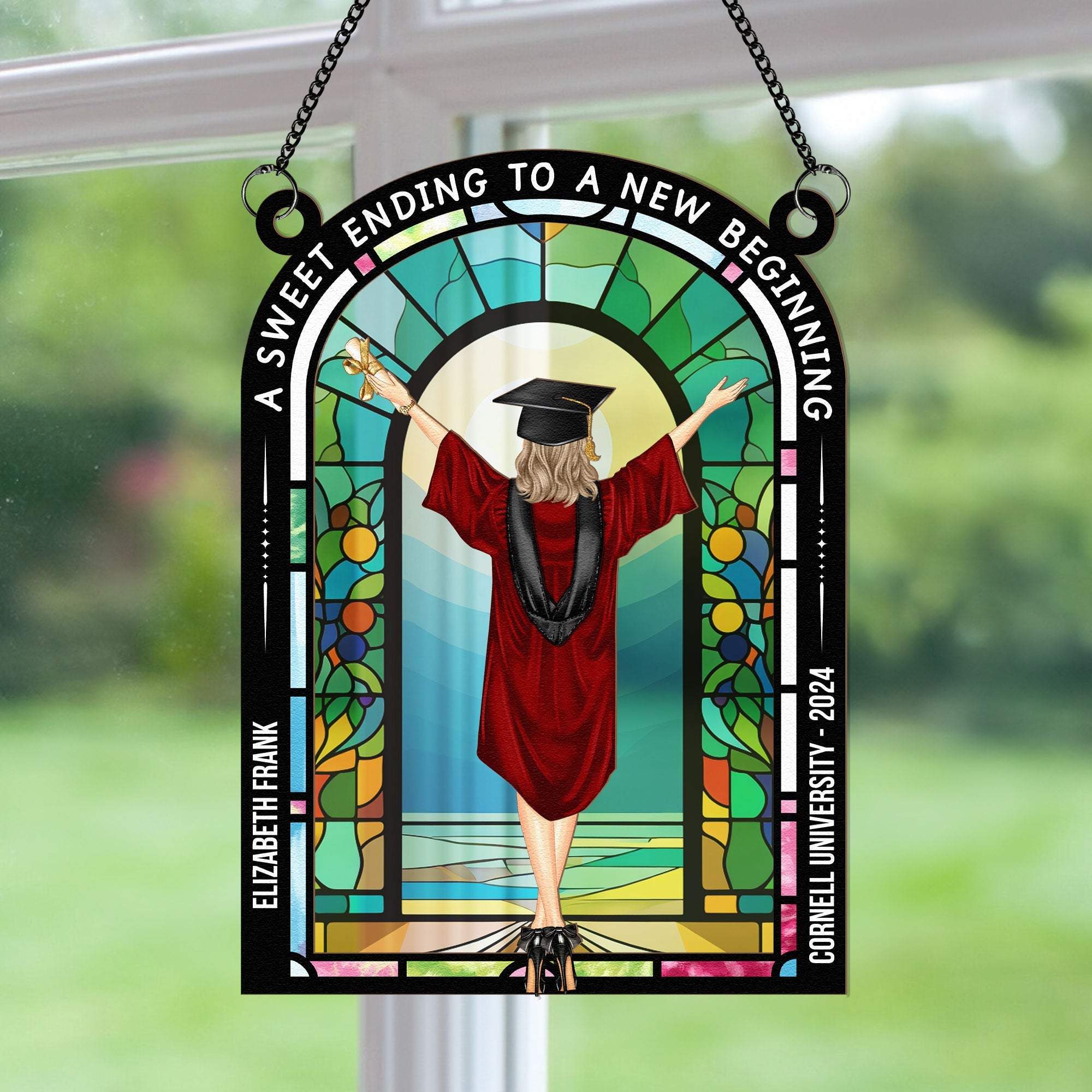 Sweet Ending To New Beginning - Personalized Window Hanging Suncatcher Ornament