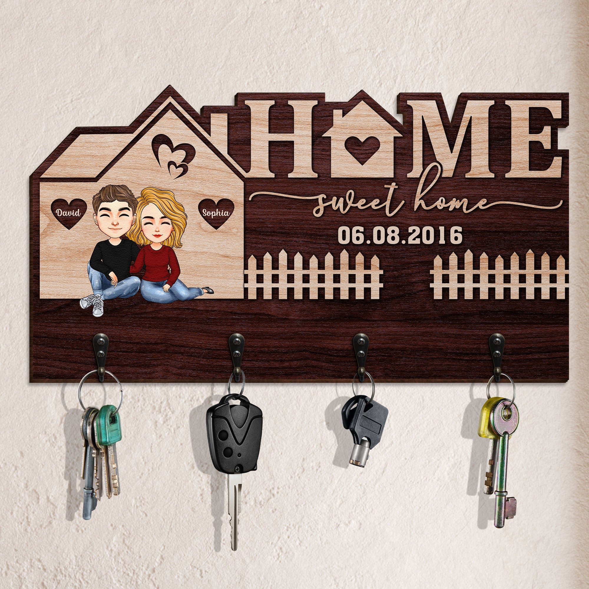 Sweet Home - Personalized Custom Key Hanger