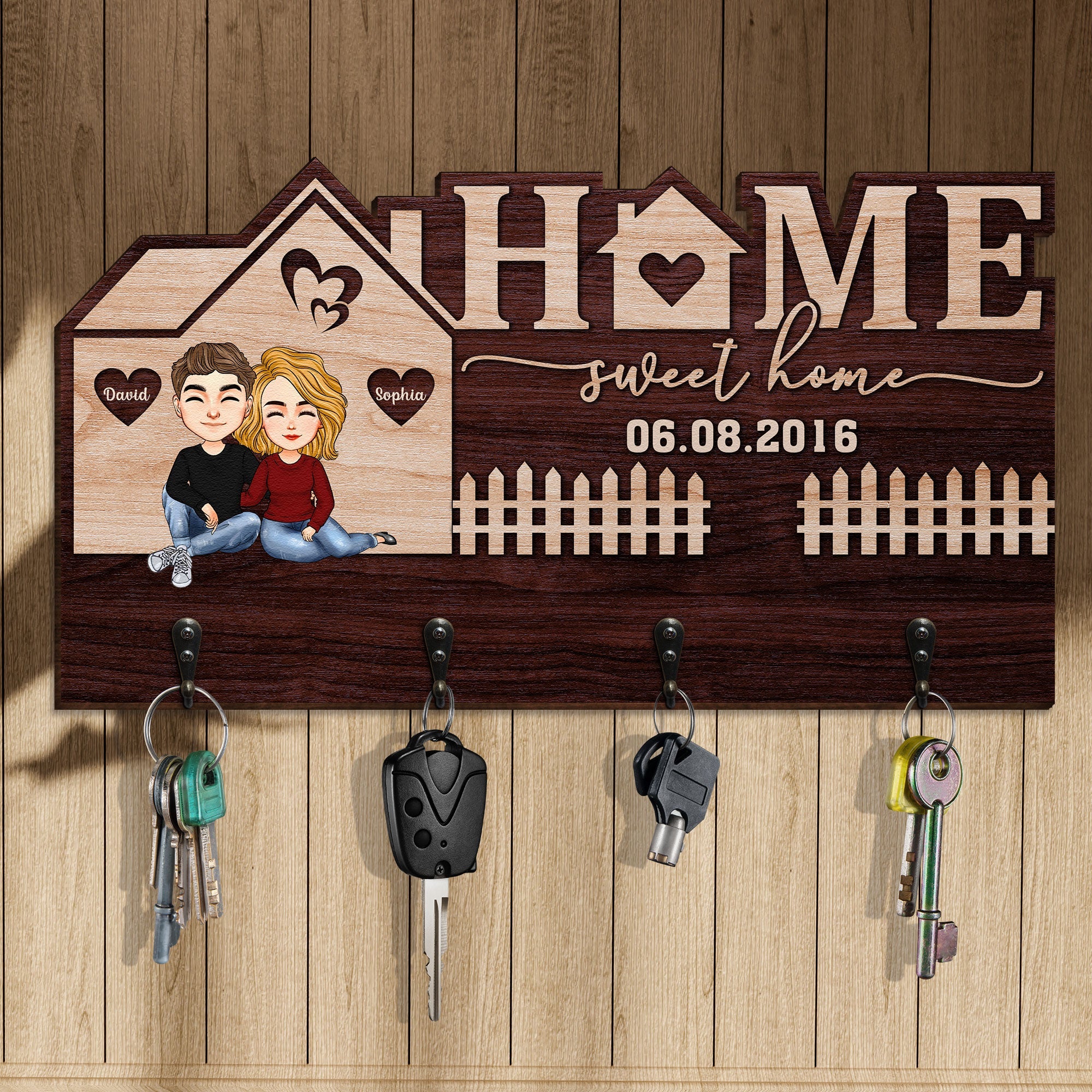 Sweet Home - Personalized Custom Key Hanger