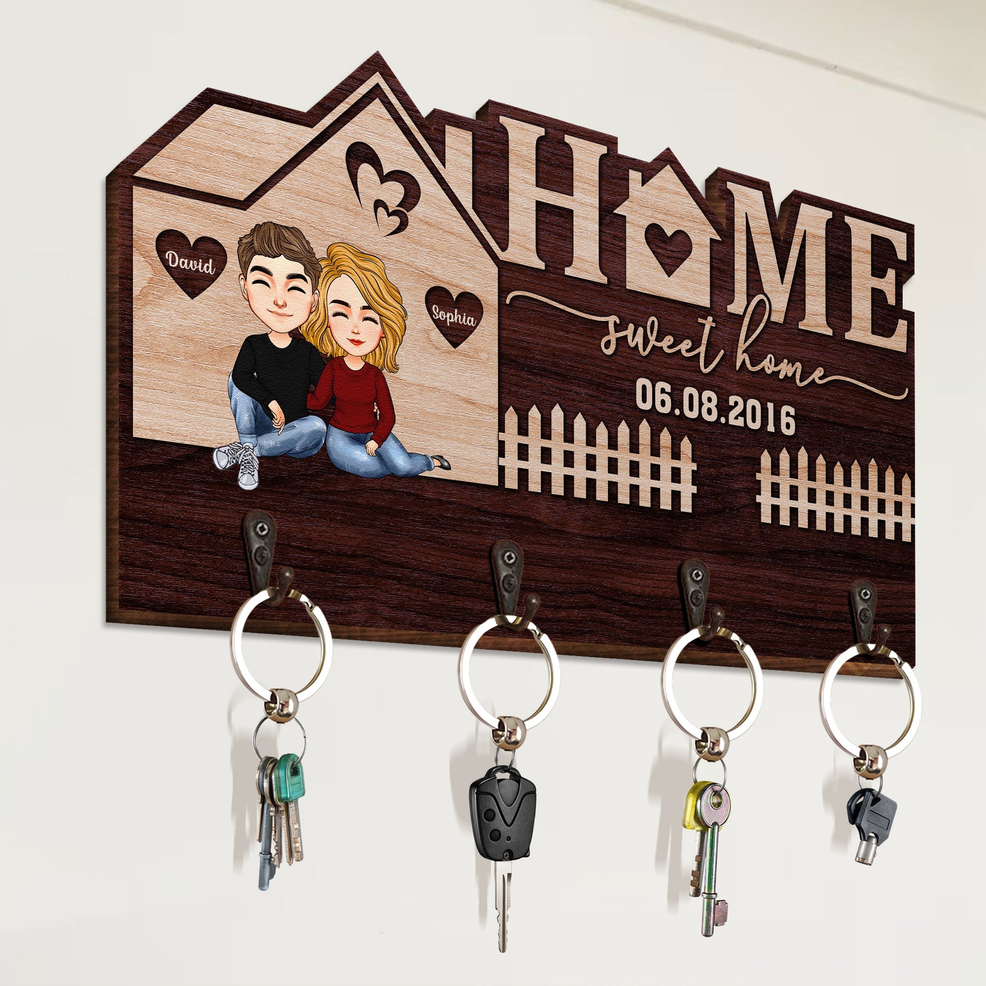 Sweet Home - Personalized Custom Key Hanger