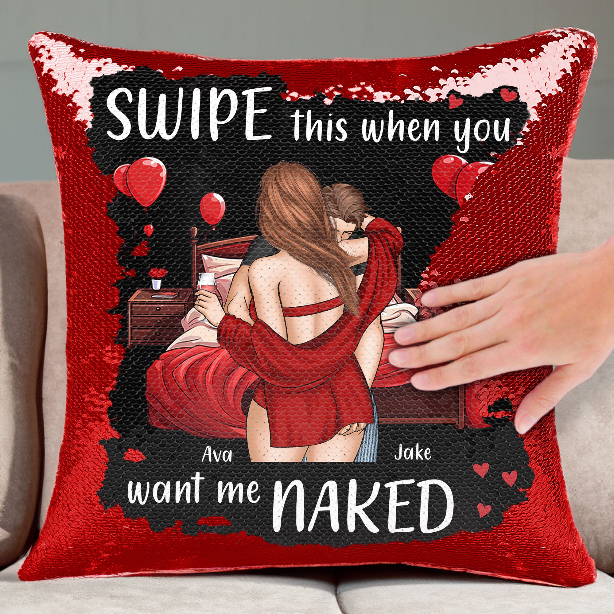 Swipe This When You Want Me Naked - Custom Sequin Pillow