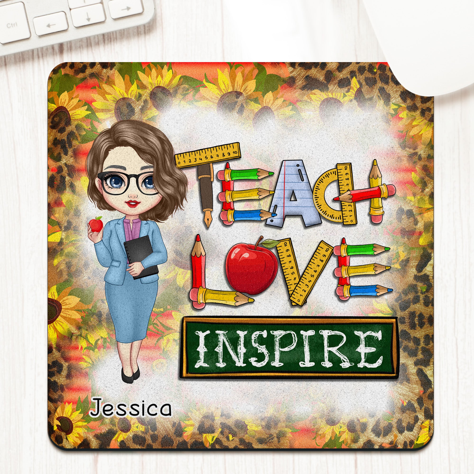 Teach Love Inspire - Custom Shape Mouse Pad