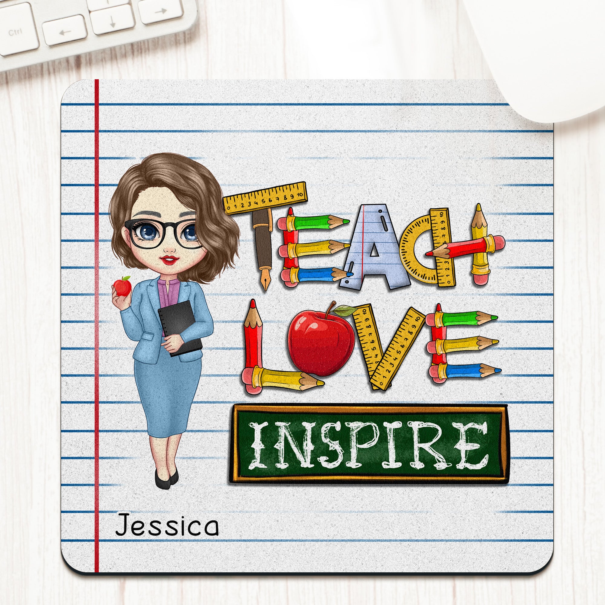 Teach Love Inspire - Custom Shape Mouse Pad