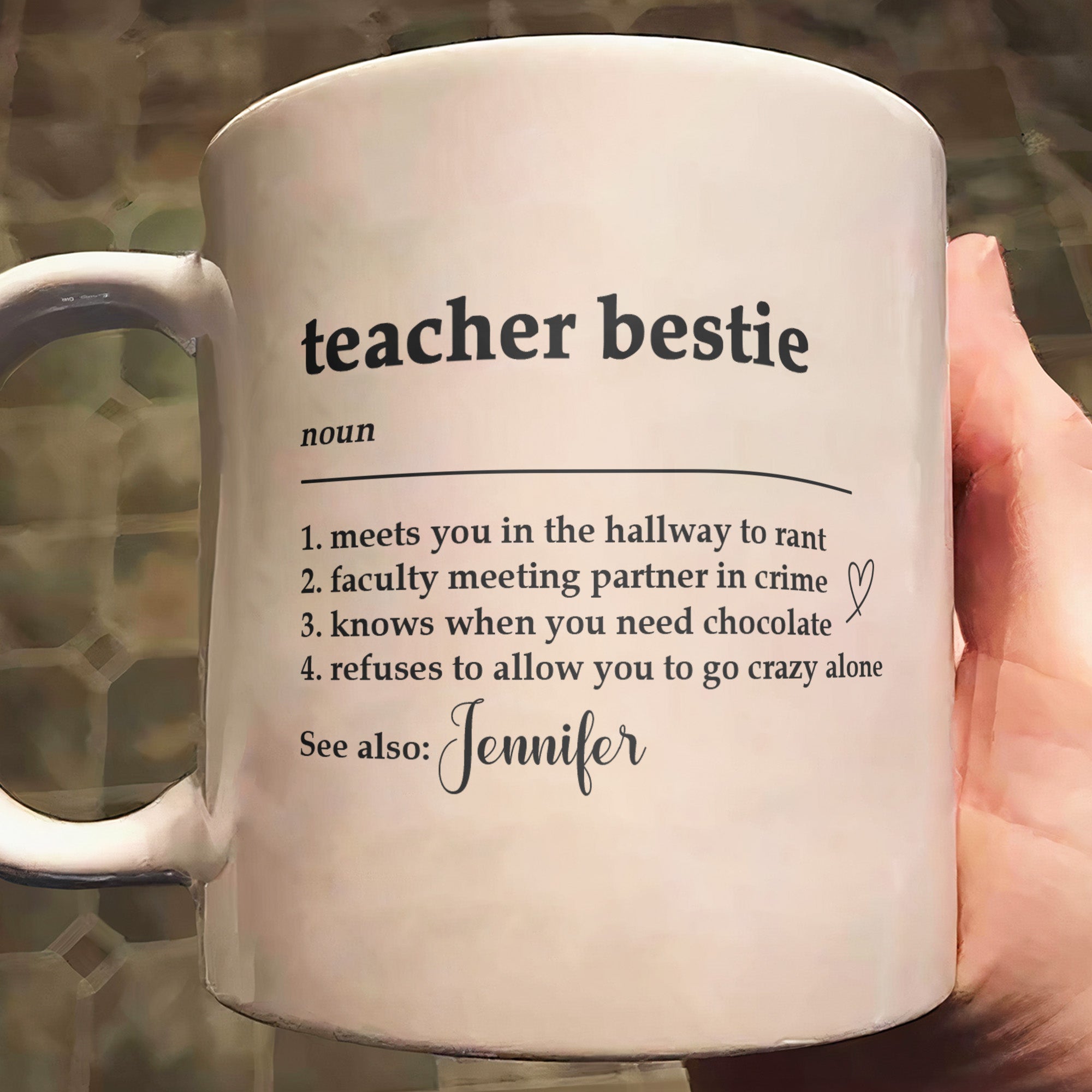 Teacher Bestie - Teacher Bestie Definition - Teacher Coworker - Personalized Mug