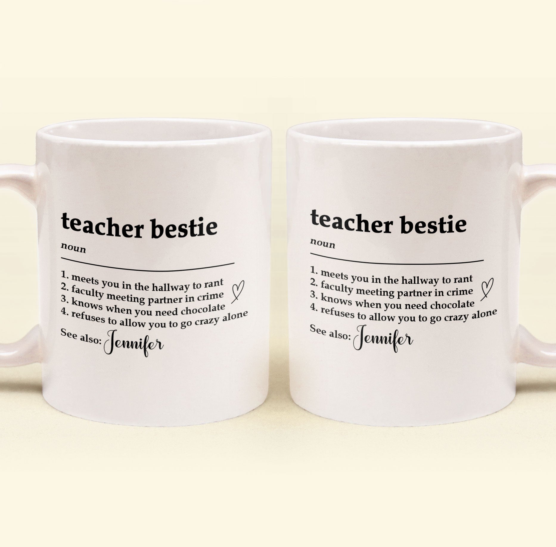 Teacher Bestie - Teacher Bestie Definition - Teacher Coworker - Personalized Mug